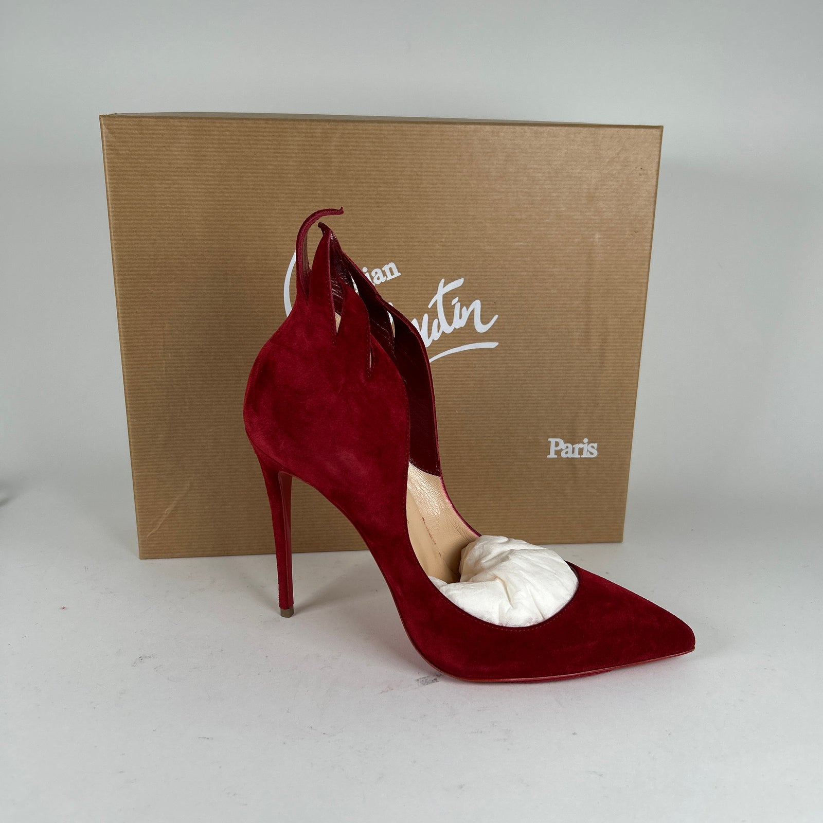 Christian Louboutin Red Velour 'Victorina' Heels Size 39
