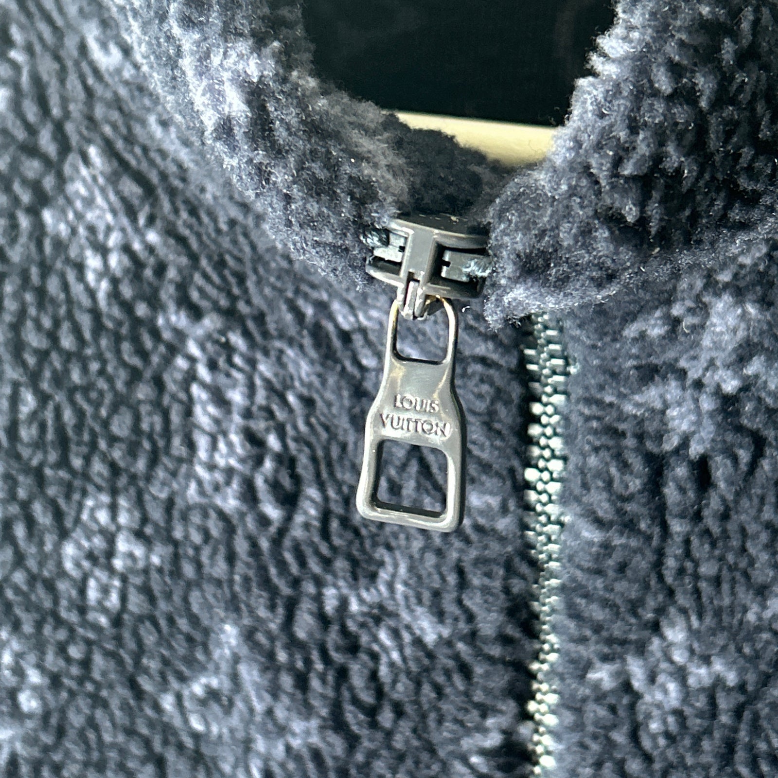 Louis Vuitton Navy Monogram Fleece Zip Up Jacket Size S