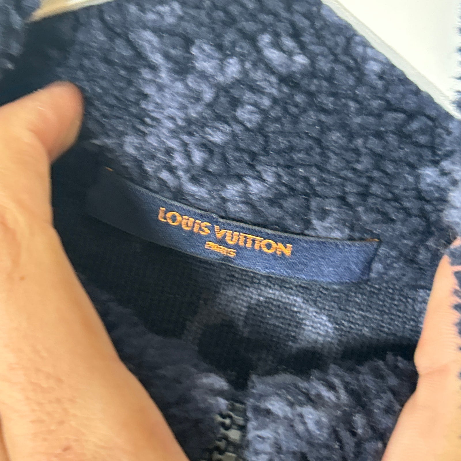 Louis Vuitton Navy Monogram Fleece Zip Up Jacket Size S