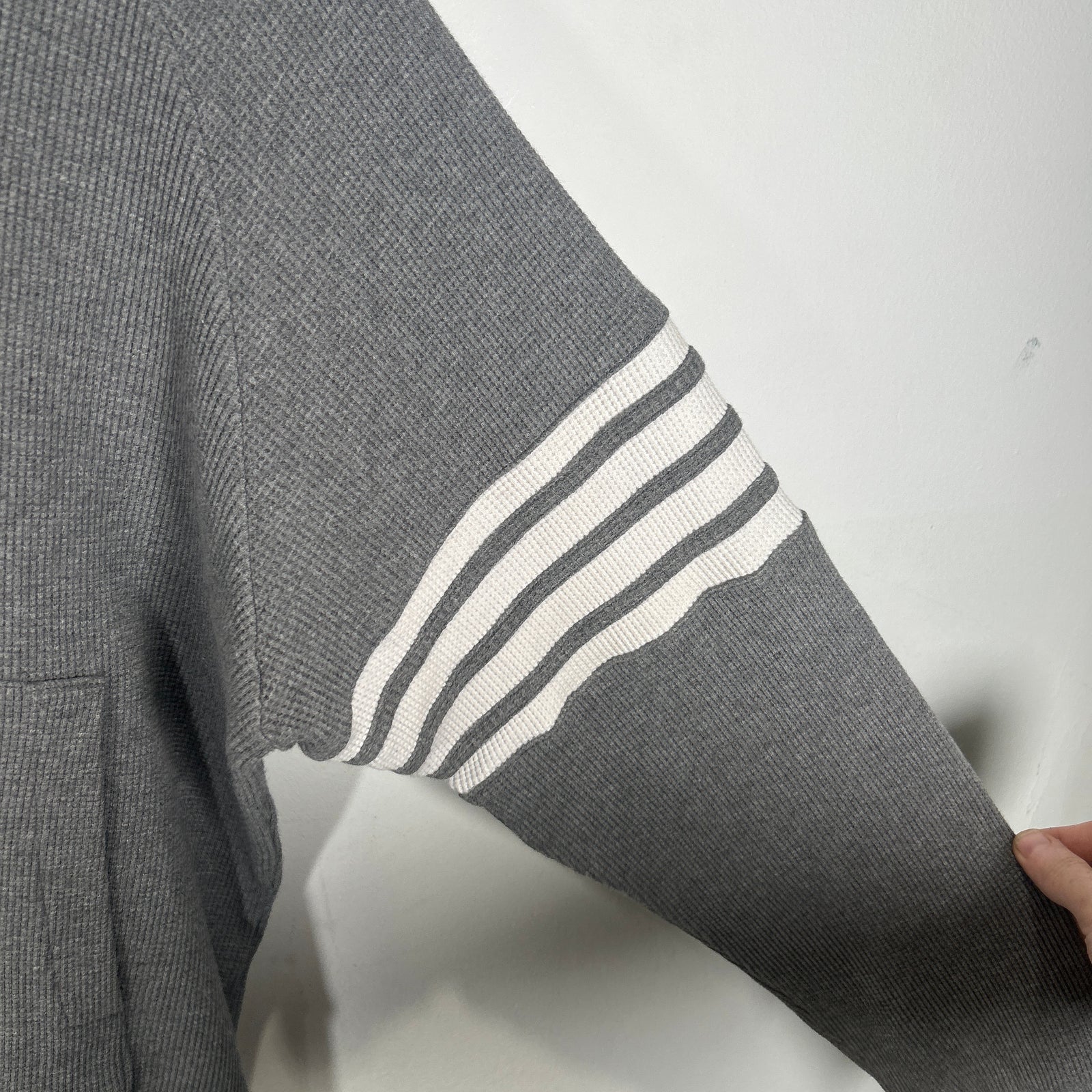 Thom Browne Grey 4 Bar Thermal Hoodie Size 3