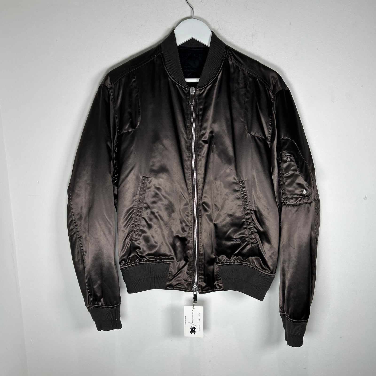 Dior Brown Satin Bomber Jacket Size 46
