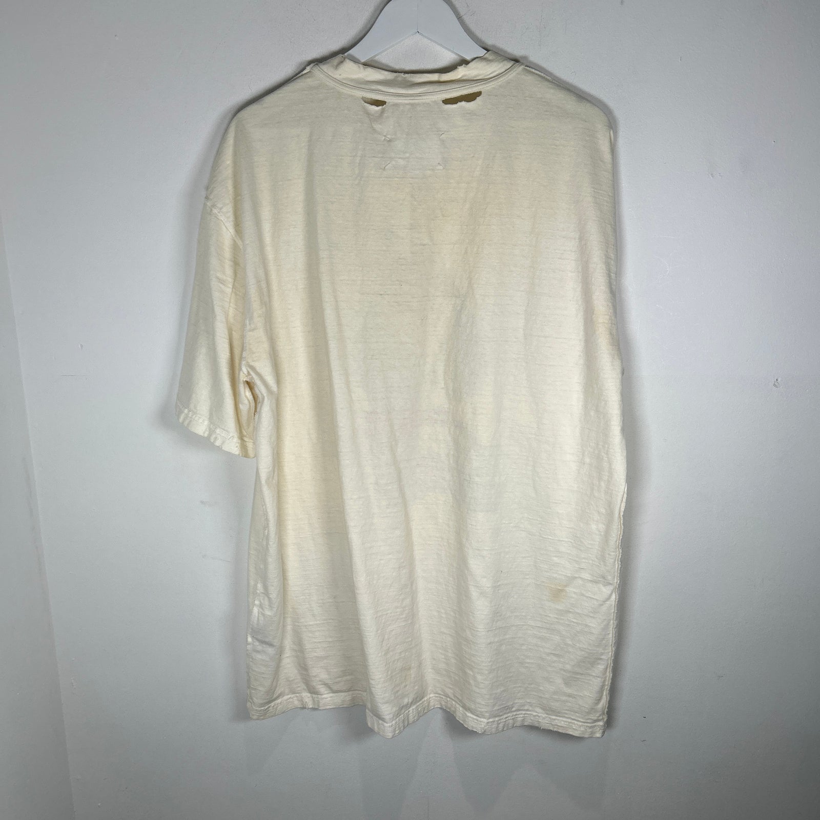Maison Margiela Major Graphic Distressed White T-Shirt Size XL