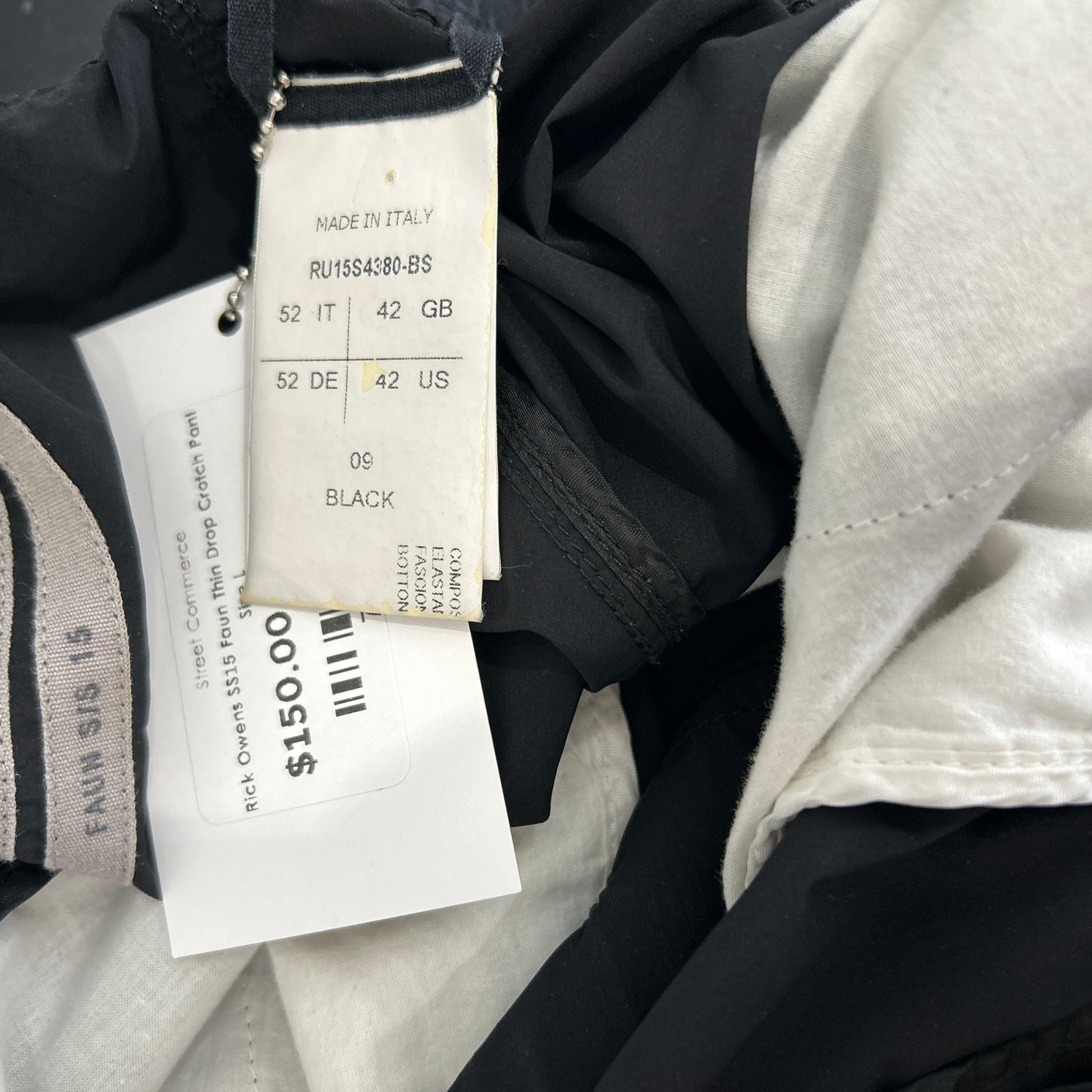 Rick Owens SS15 Faun Thin Drop Crotch Pants Size L