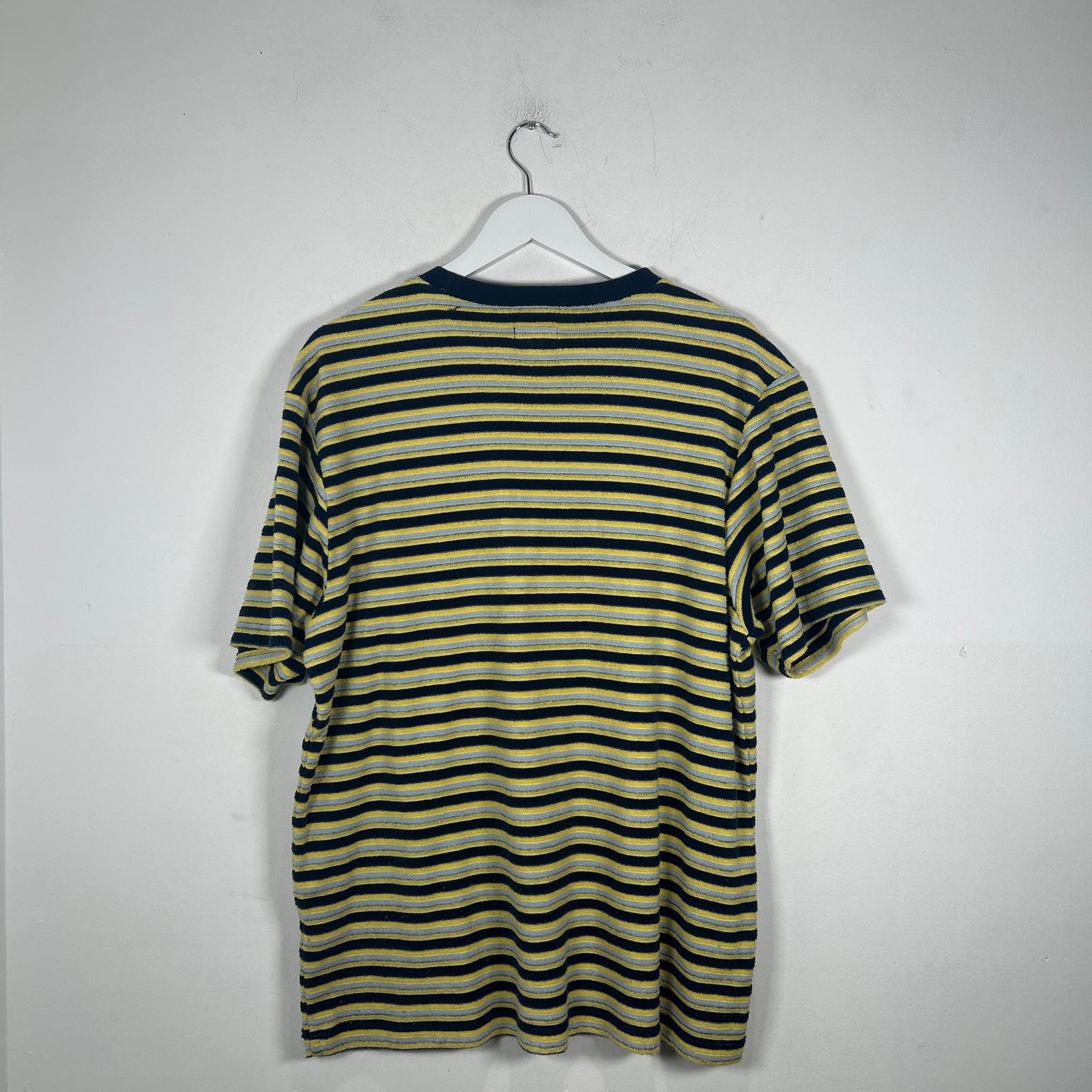 Supreme Blue/Yellow Striped Logo Towel T-Shirt Size