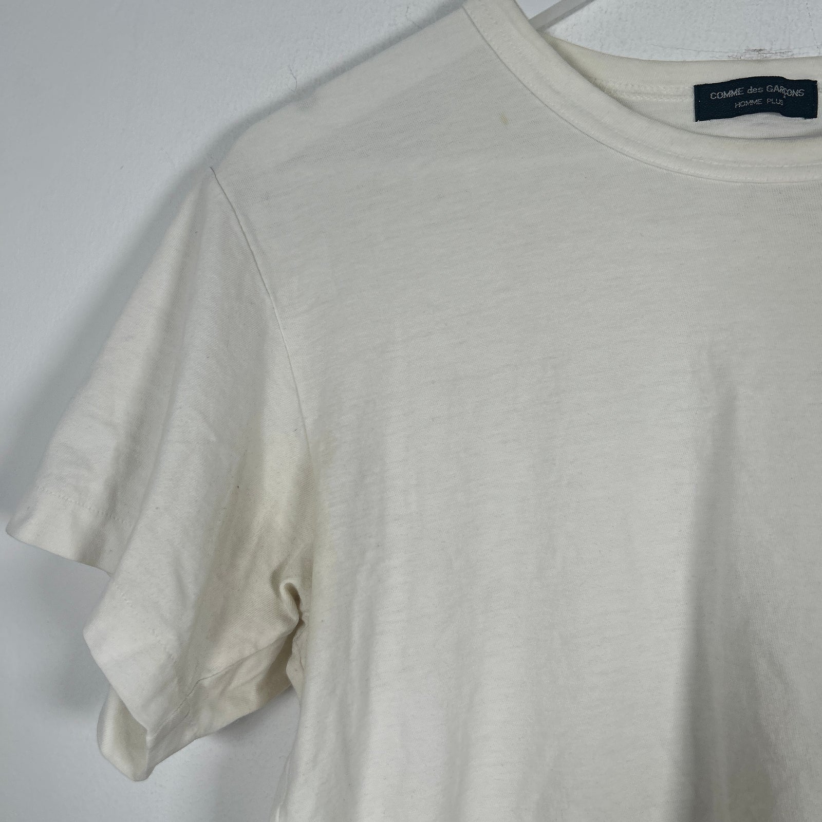 Comme Des Garcon Homme Plus Logo White T-Shirt Size S