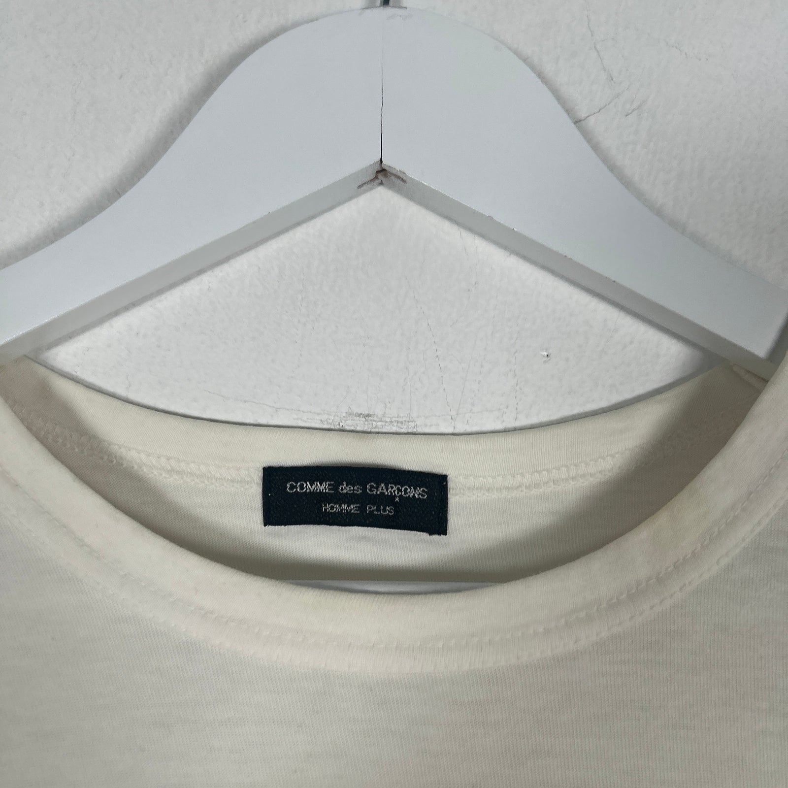 Comme Des Garcon Homme Plus Logo White T-Shirt Size S