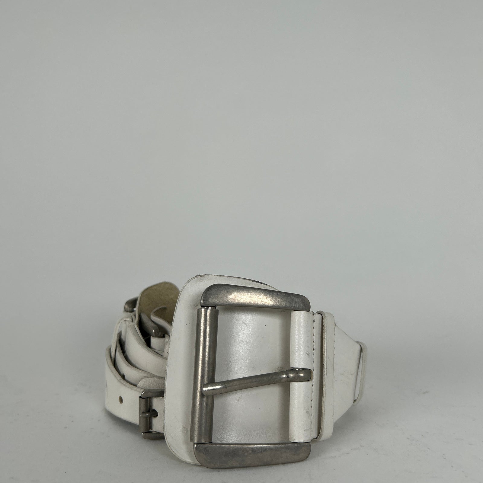 Ann Demeulemeester White Leather Extended Strap Belt Size 32