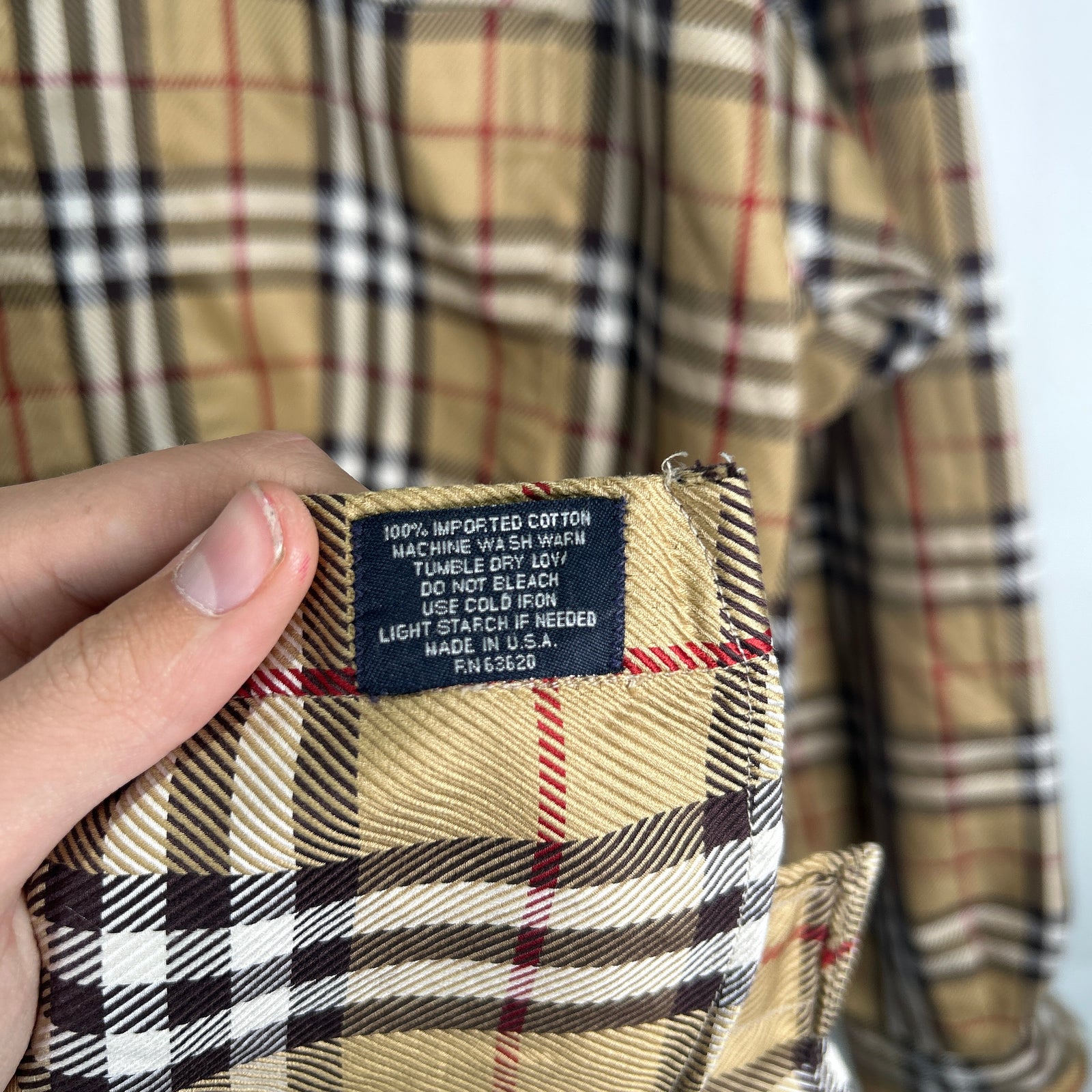 Burberry Beige Check Button-Up Shirt Size L