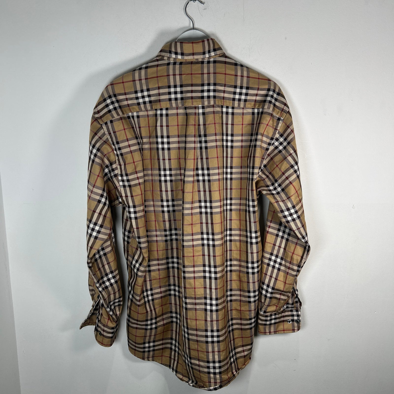 Burberry Beige Check Button-Up Shirt Size L