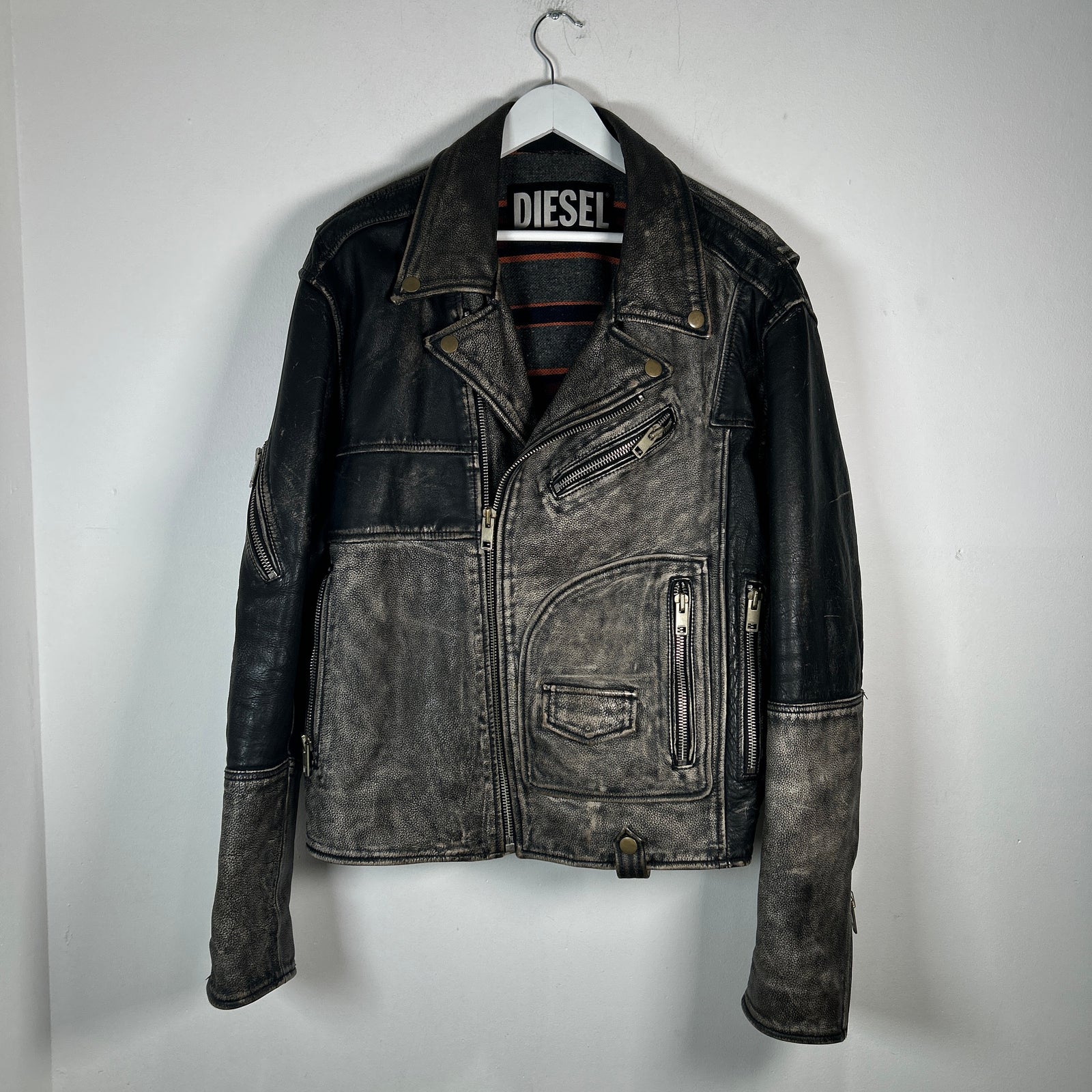 Diesel Blanket Lined Vintage Leather Jacket Size XL