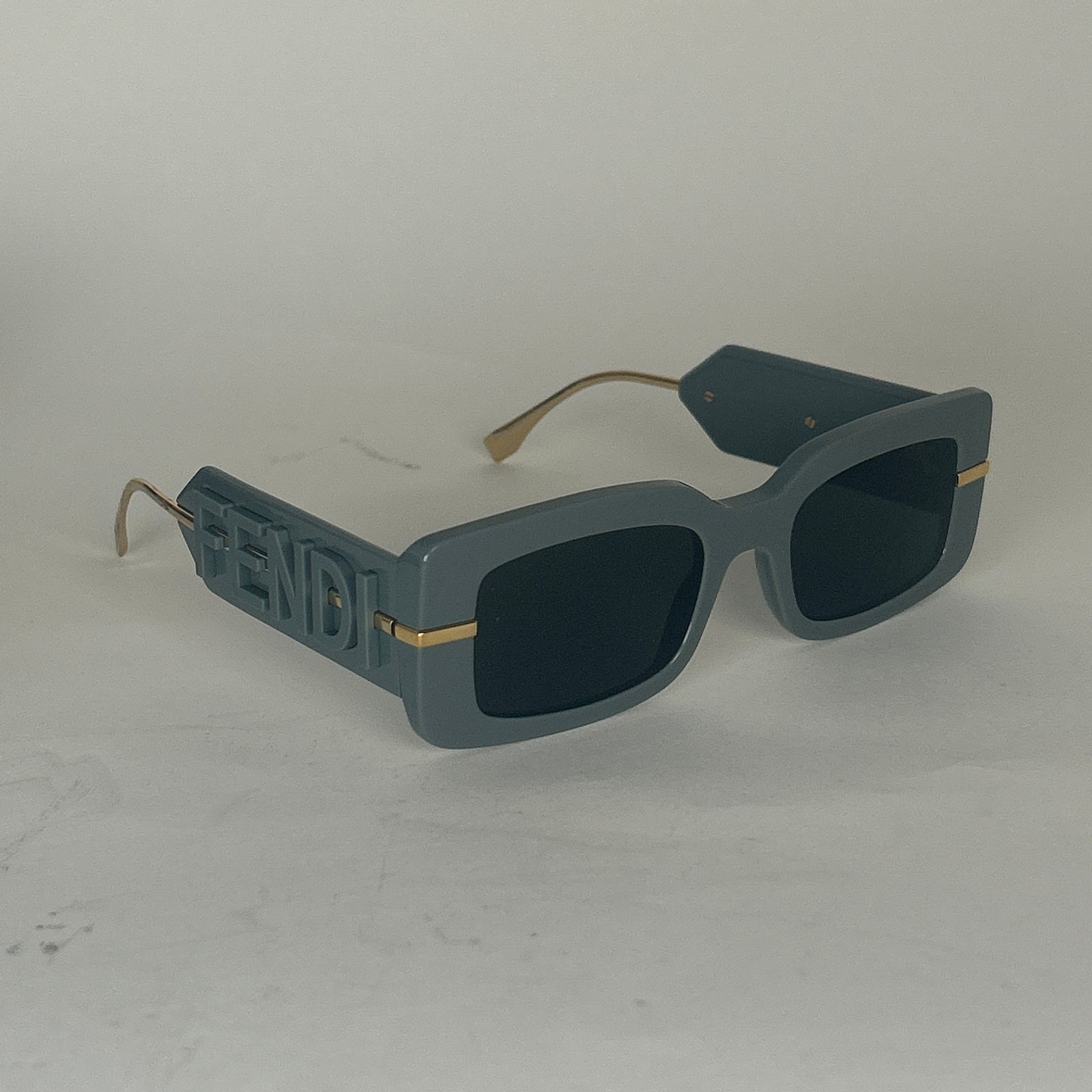 Fendi Gray Squared Logo Sunglasses