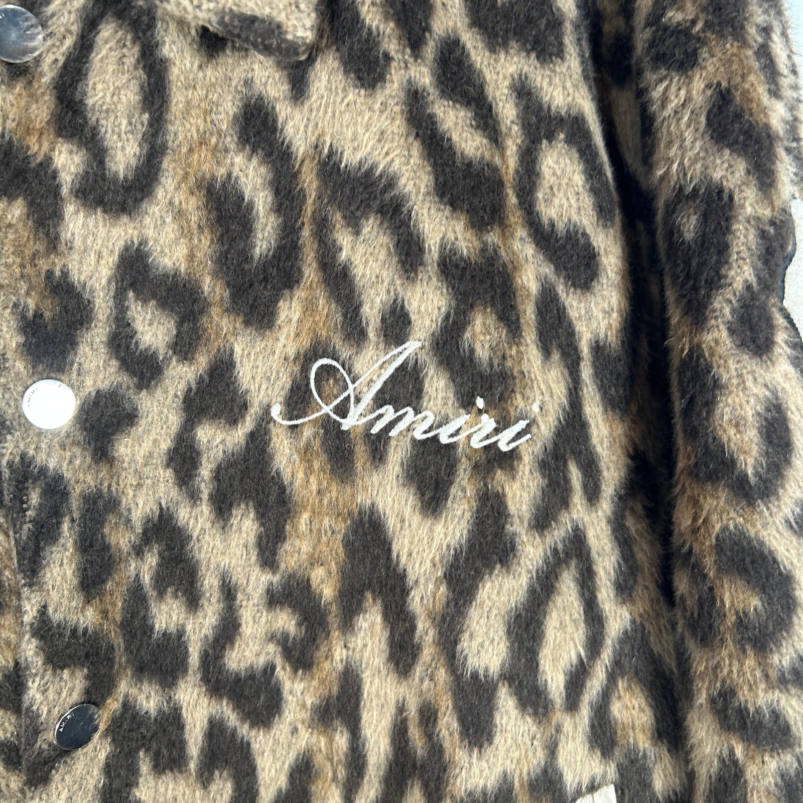 Amiri Cheetah Print Skeleton Varsity Jacket Size XL