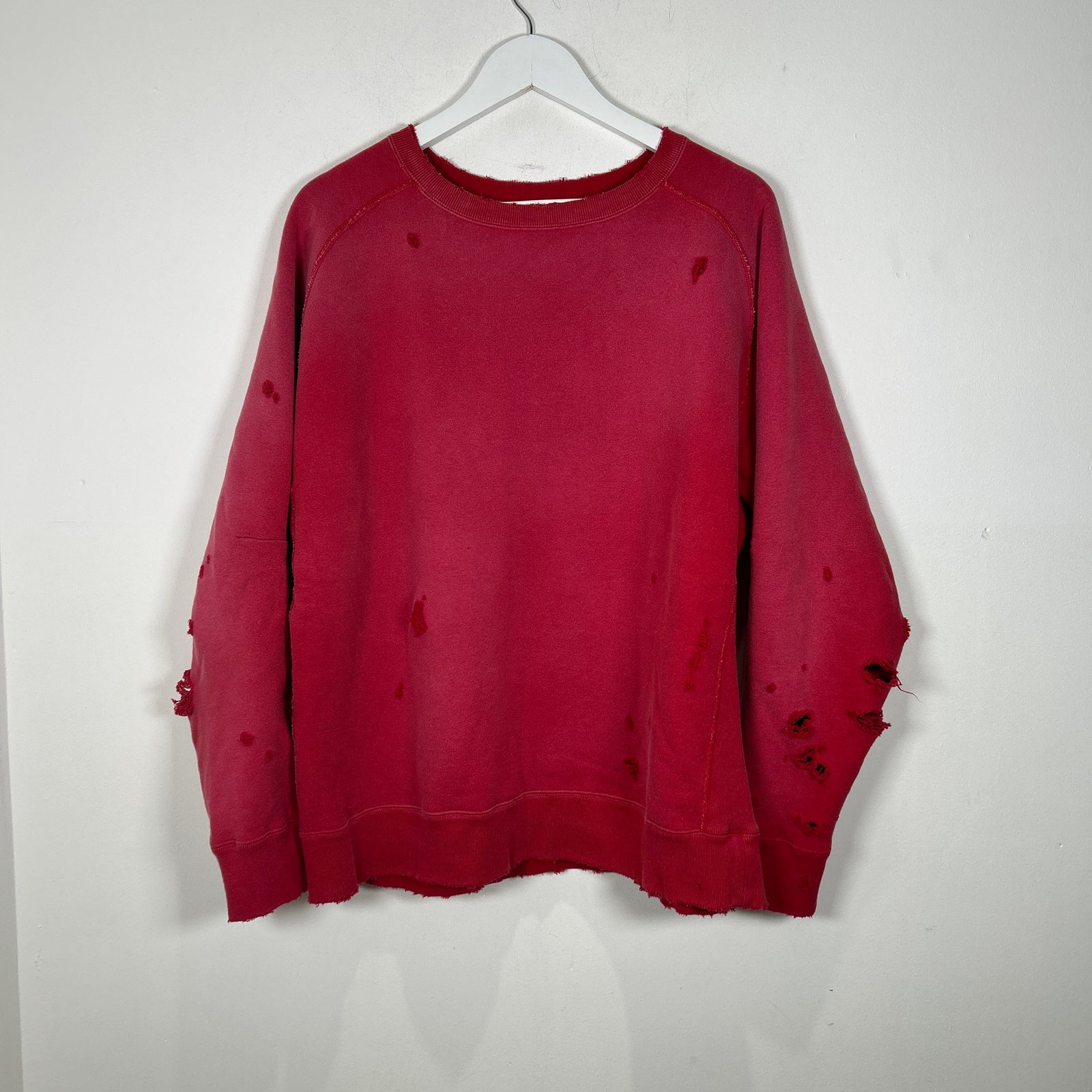 Needles Distressed Red Crewneck Sweater Size L