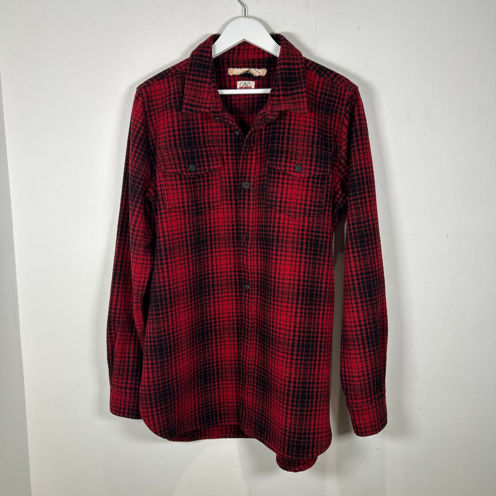 Off-White Red Tartan Check Flannel Size M
