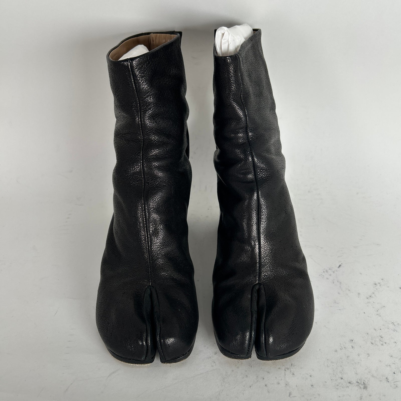 Maison Margiela Black Leather Tabi Boots Size 37