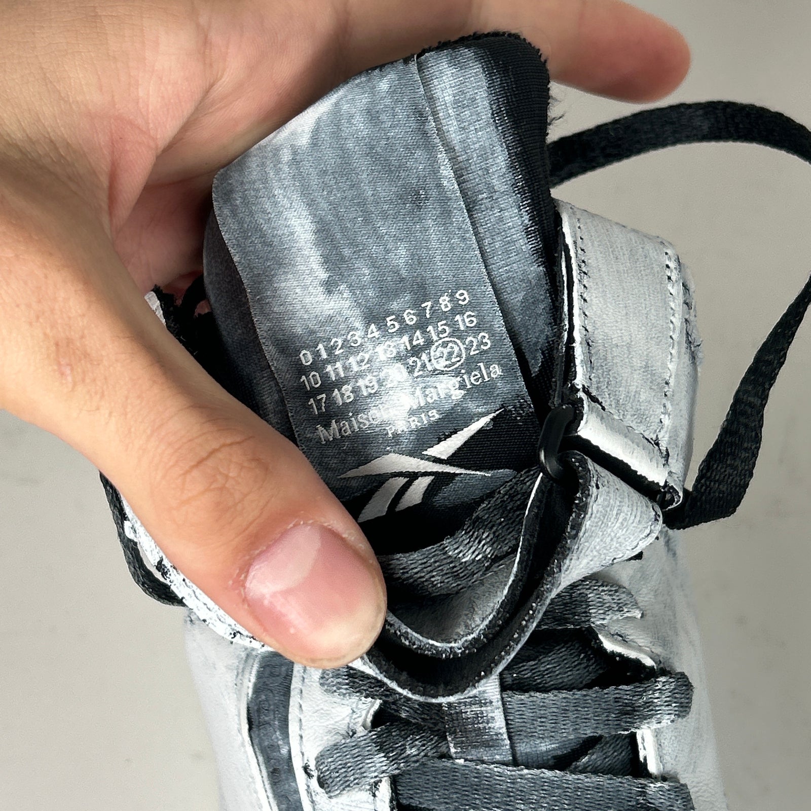 Maison Margiela x Reebok Painted White Cut-Out Tabi Sneaker Size 10