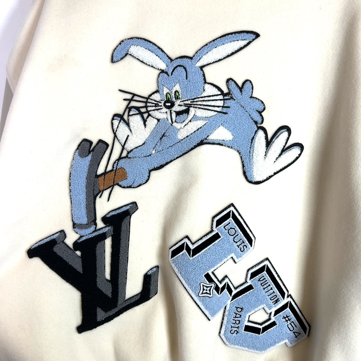 Louis Vuitton FW22 Patched 'Bugs Bunny' Varsity Jacket