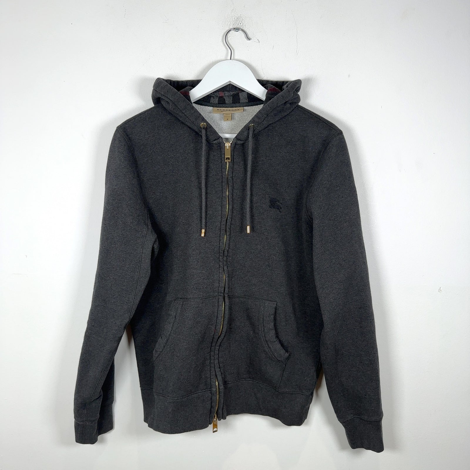 Burberry Check Charcoal Zip Up Hoodie