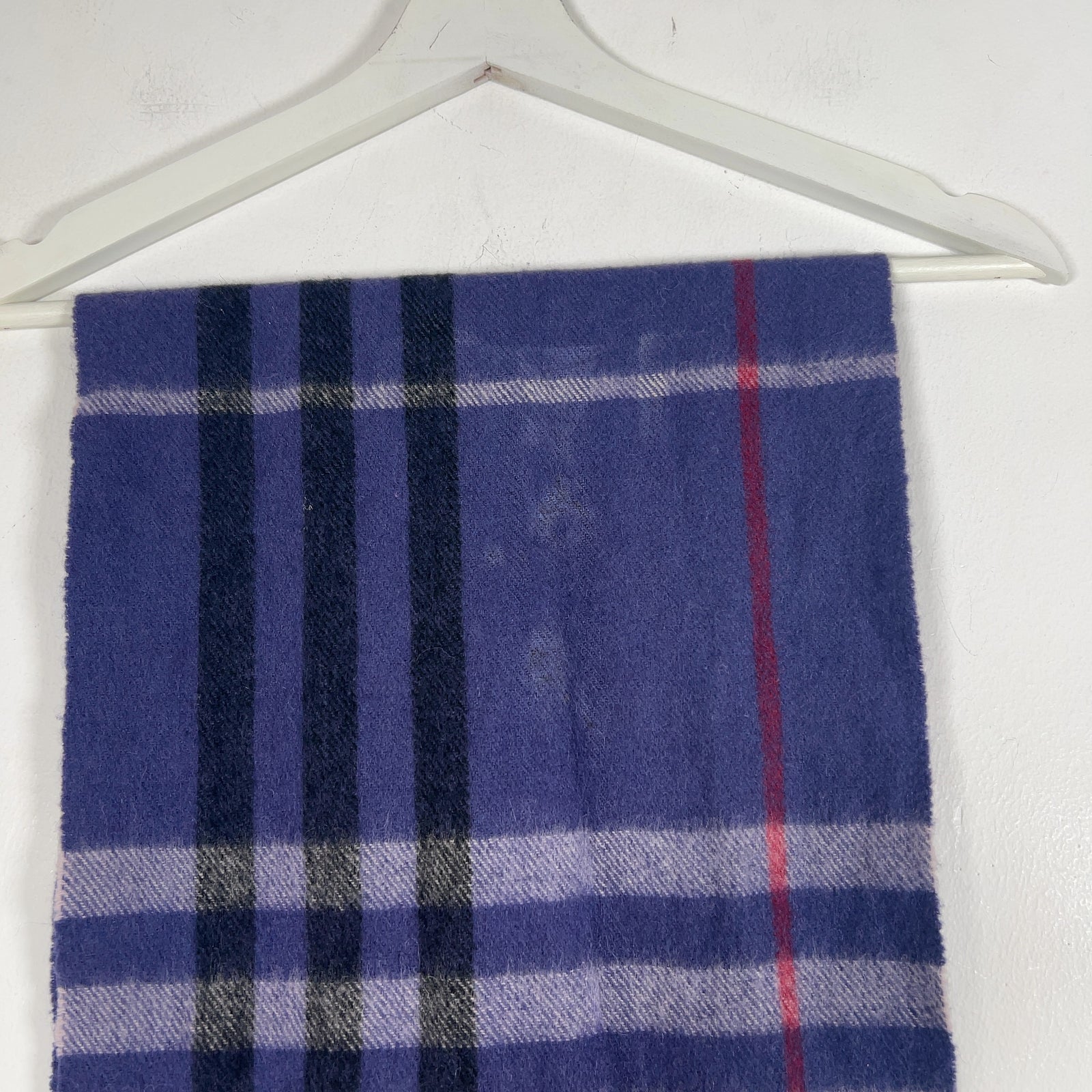 Burberry Purple Check Wool Scarf