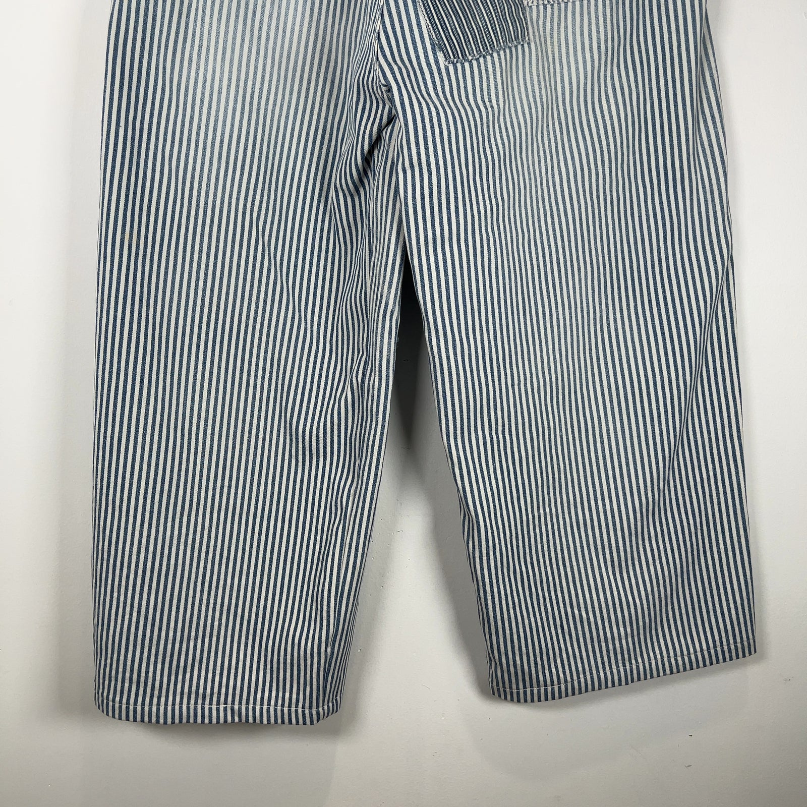 Kapital Hickory Stripe Distressed Painter Wide Leg Port Baggy Pants