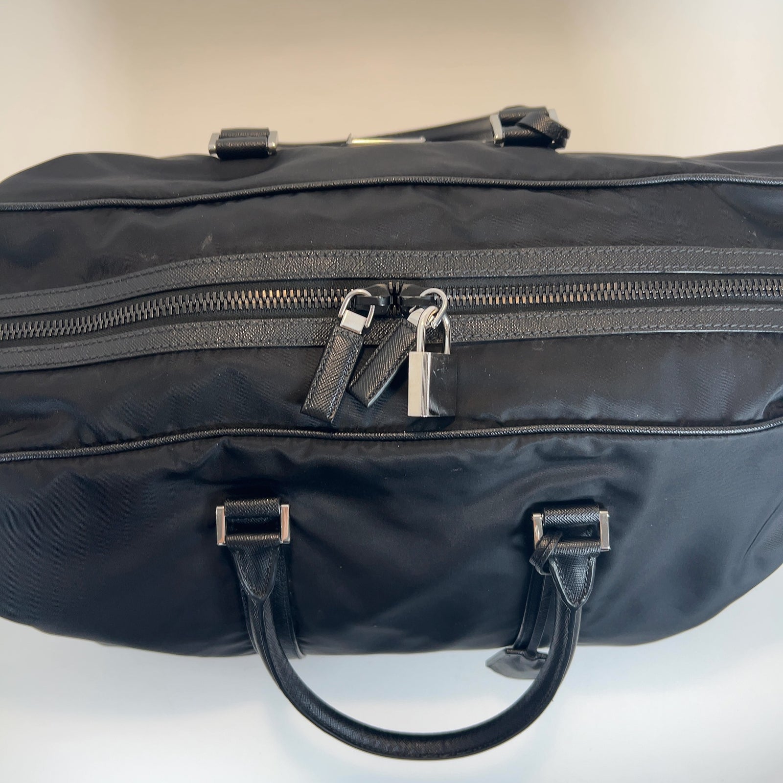 Prada Re-Nylon & Saffiano Leather Duffle Weekend Bag