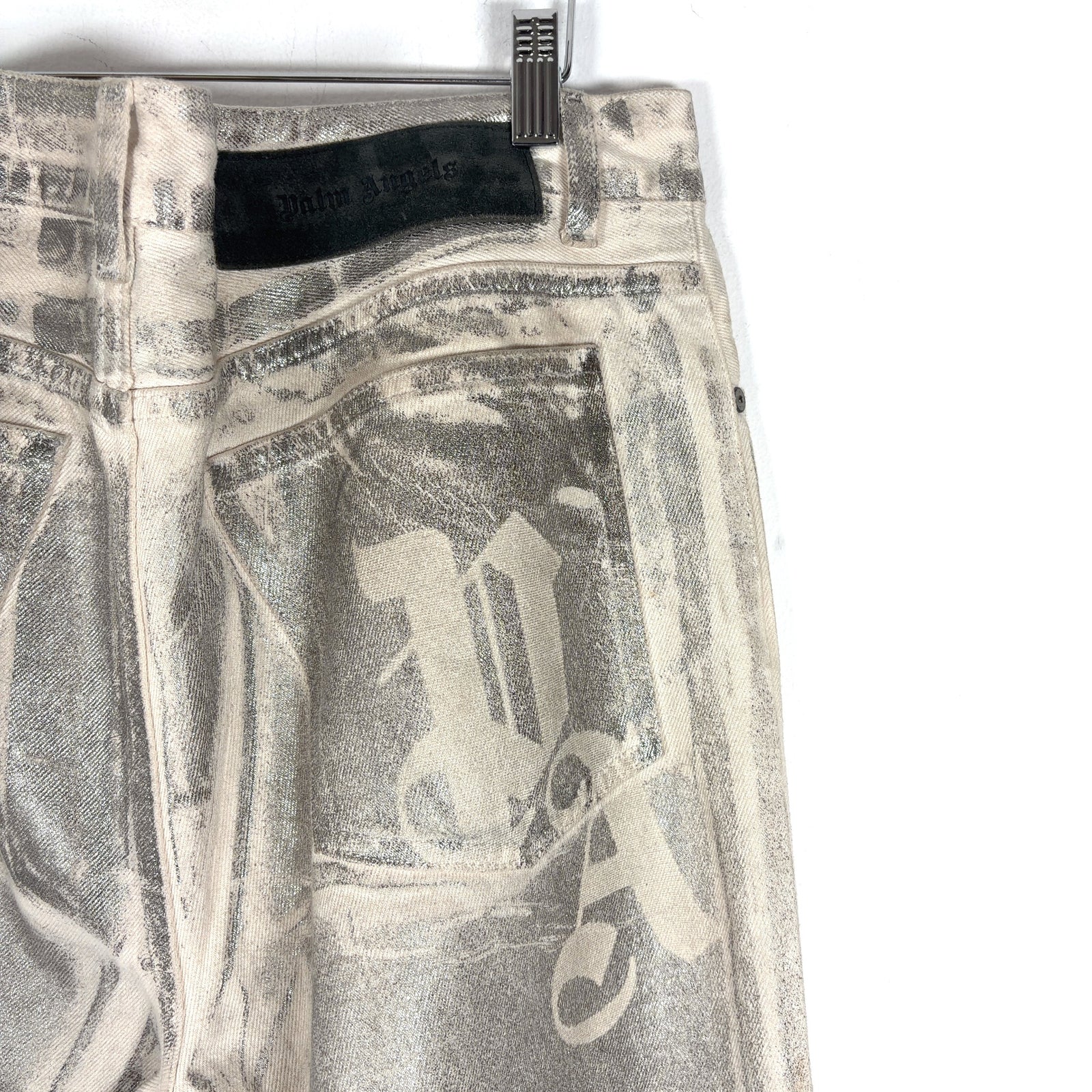 Palm Angels Silver Coated Denim Jeans