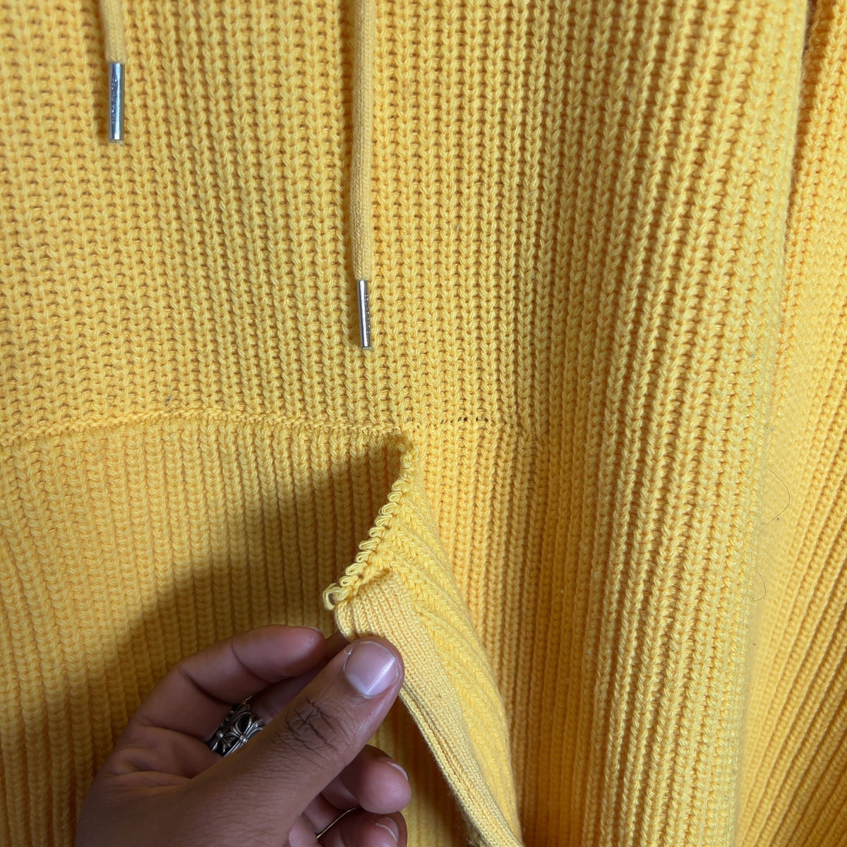Celine Yellow Logo Ribbed-Wool Hoodie
