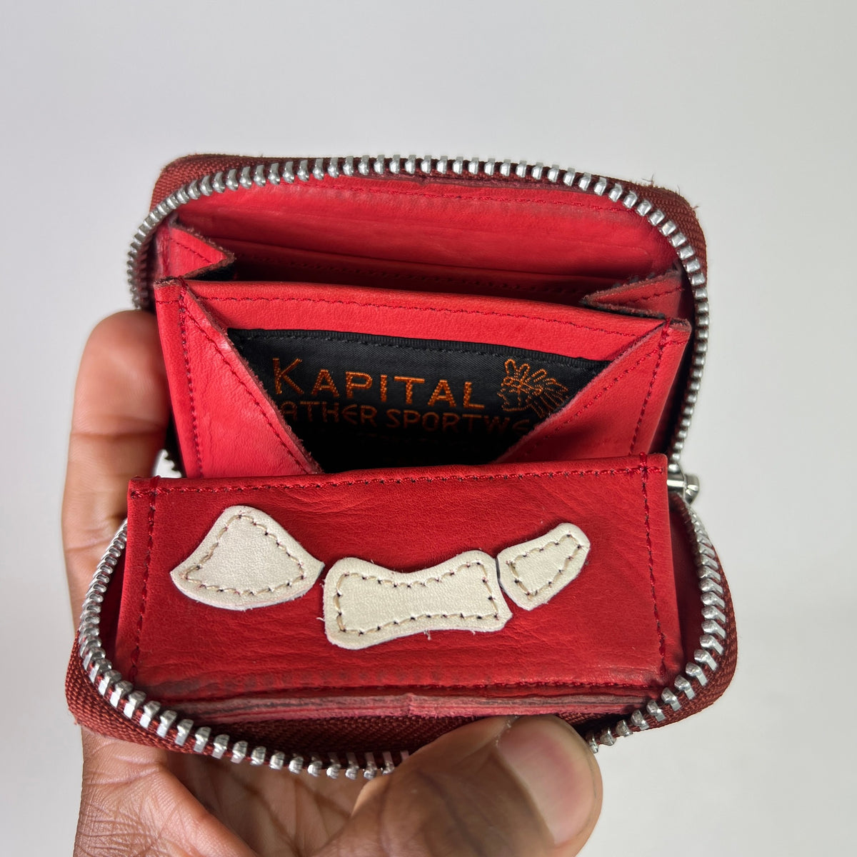 Kapital Red Leather Bone Wallet