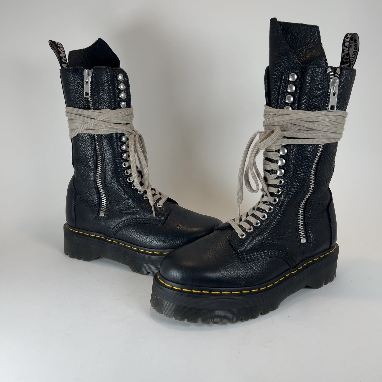 Rick Owens x Doc Martins 1918 DXML Tall Lace Up Leather Boots