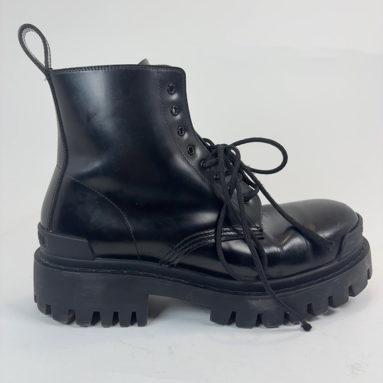 Balenciaga Black Leather Strike Boots