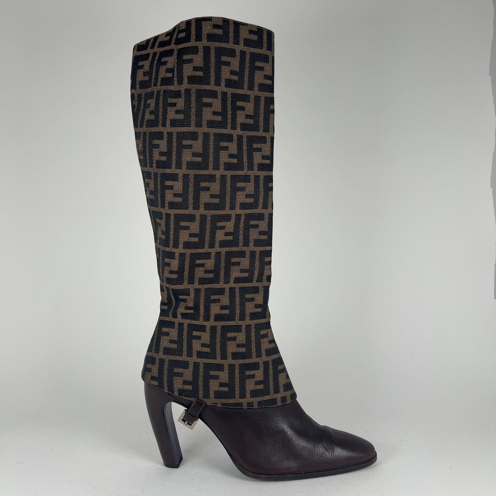 Fendi Logo Monogram Canvas Boots