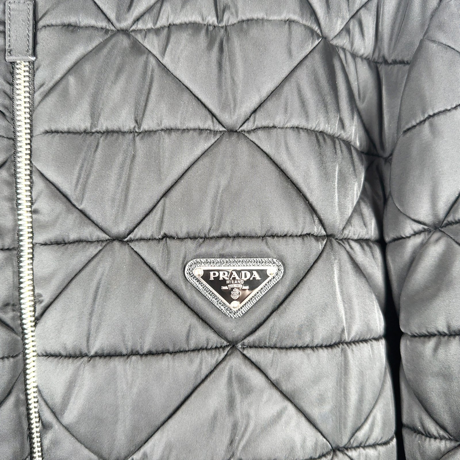 Prada Plaque Logo Quilted Puffer Jacket