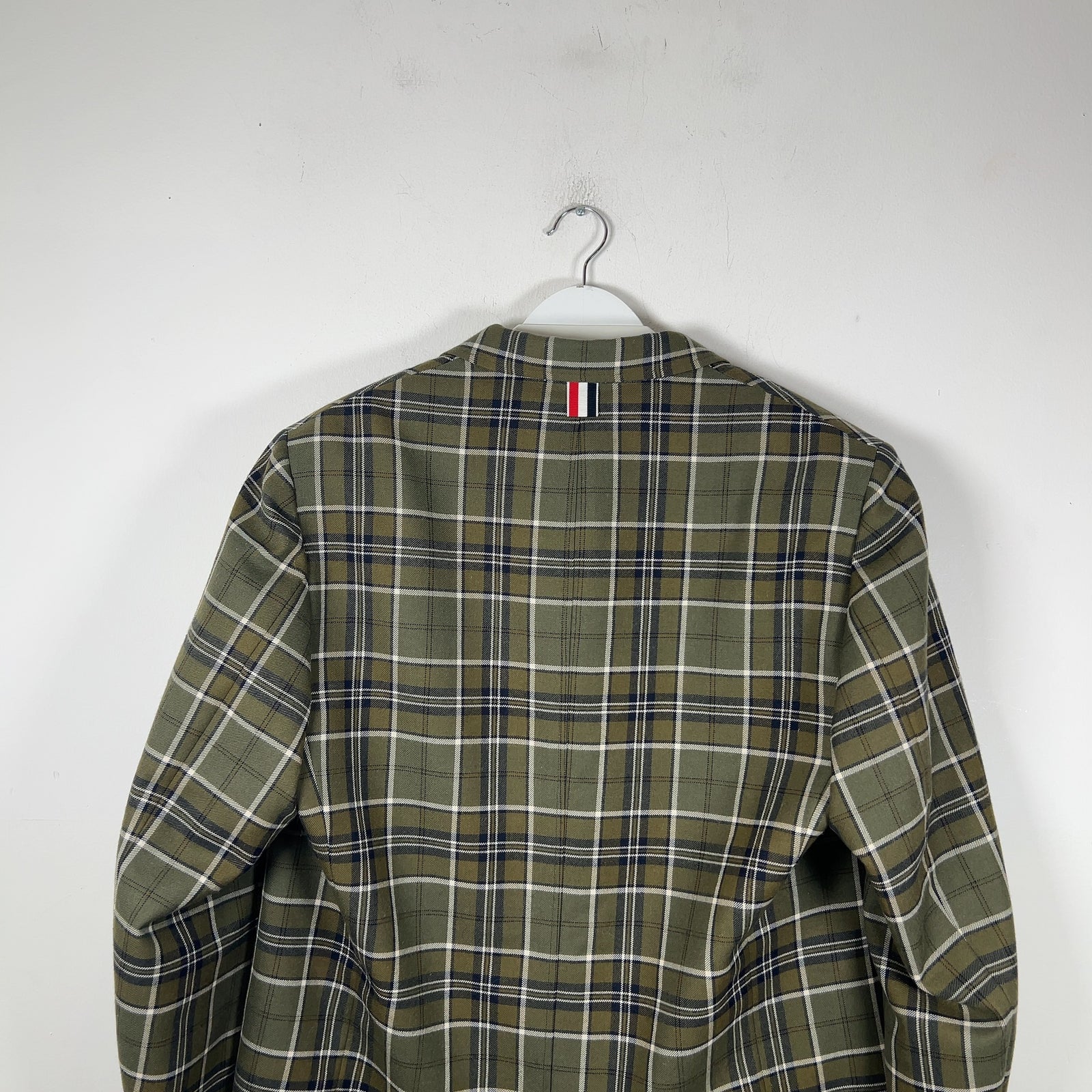 Thom Browne Multi-Pocket Plaid Peacoat
