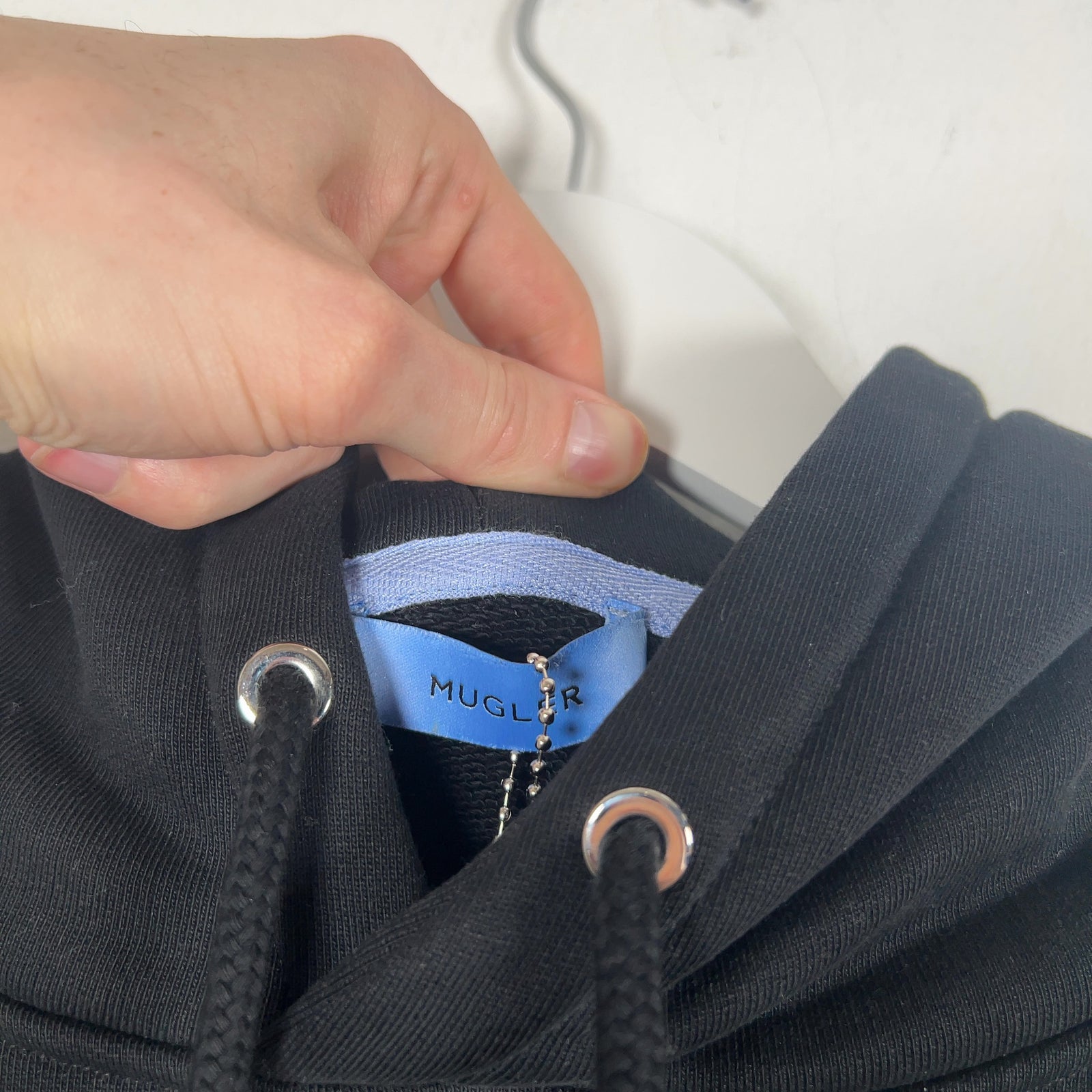 Mugler Metal Logo Cropped Hoodie