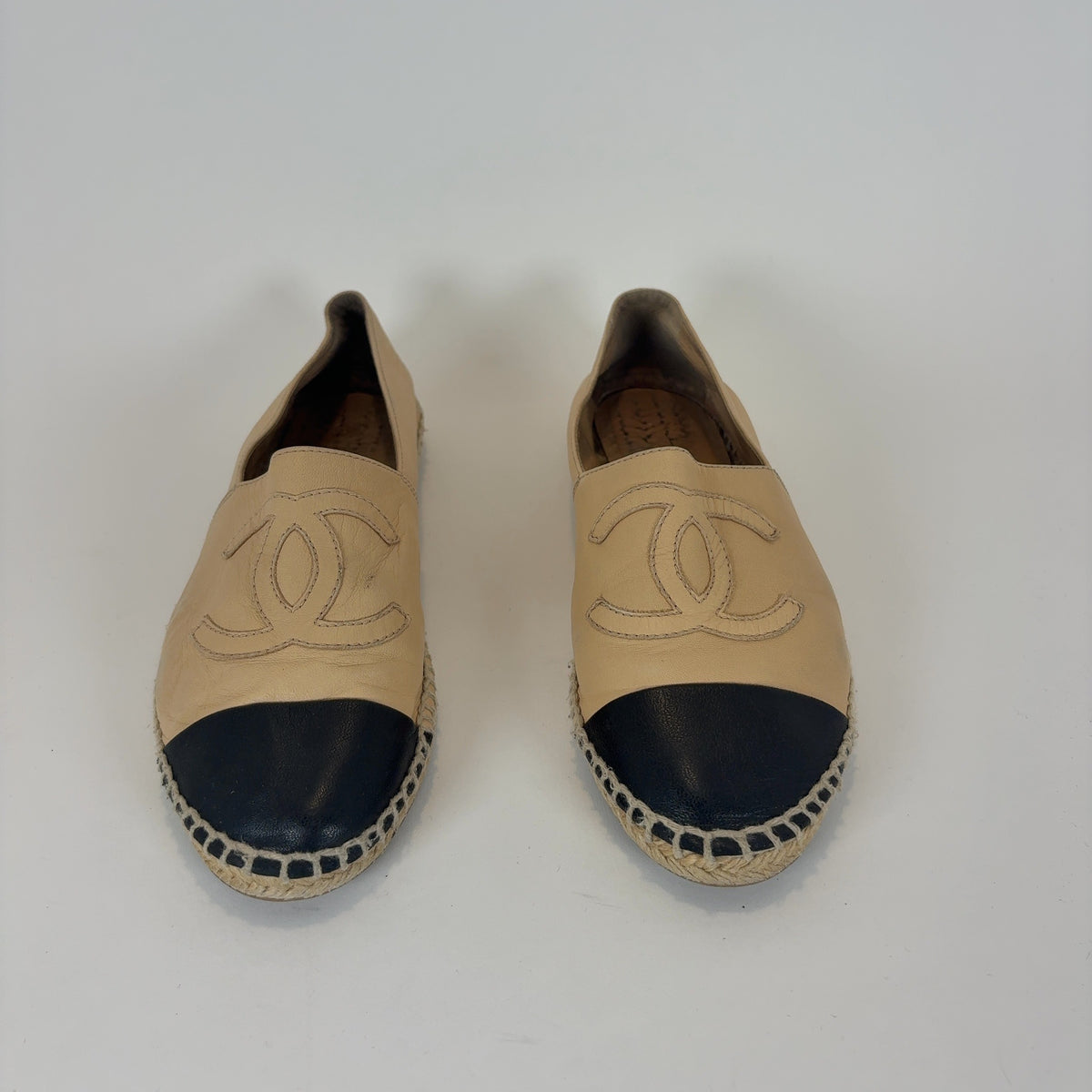 Chanel Leather Logo Espadrilles Flats