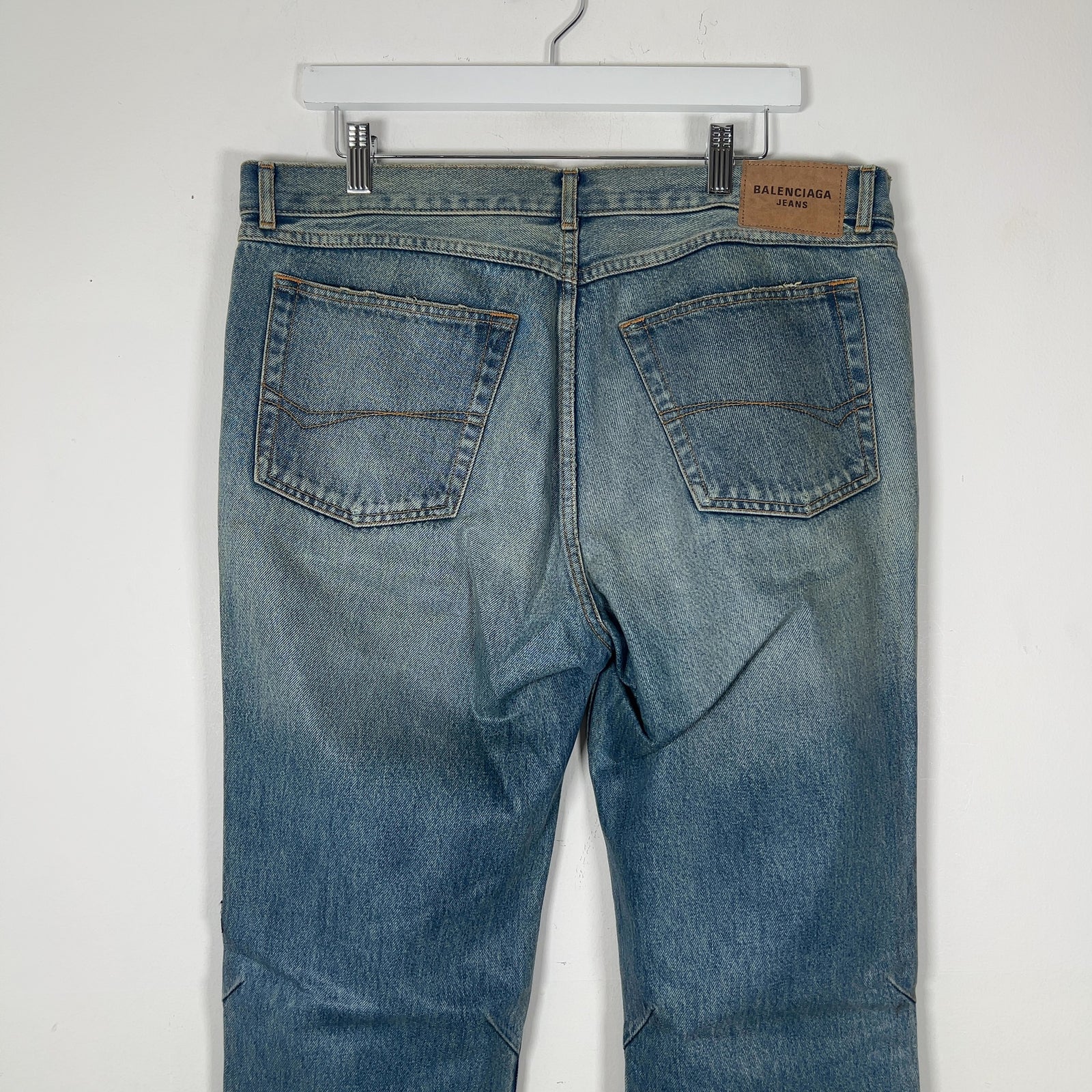 Balenciaga Waxed Distressed Denim Jeans