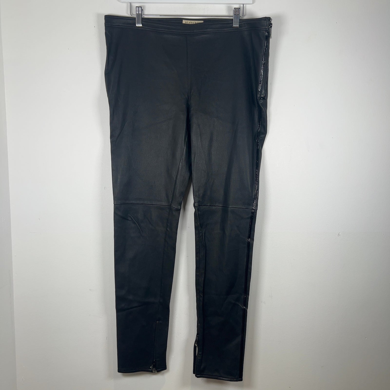 Burberry Leather Striped Leggings