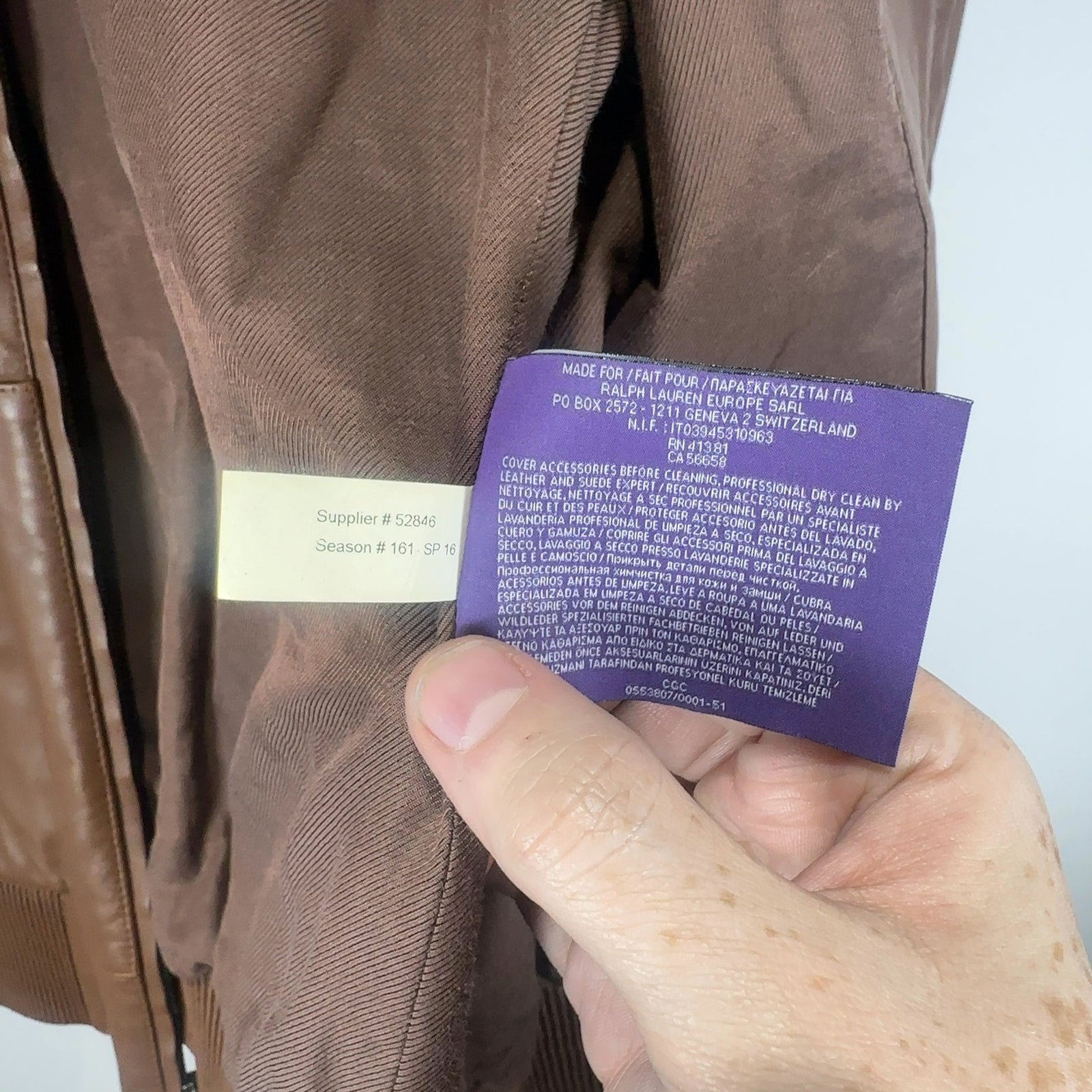 Ralph Lauren Purple Label Brown Leather Hooded Jacket Size S