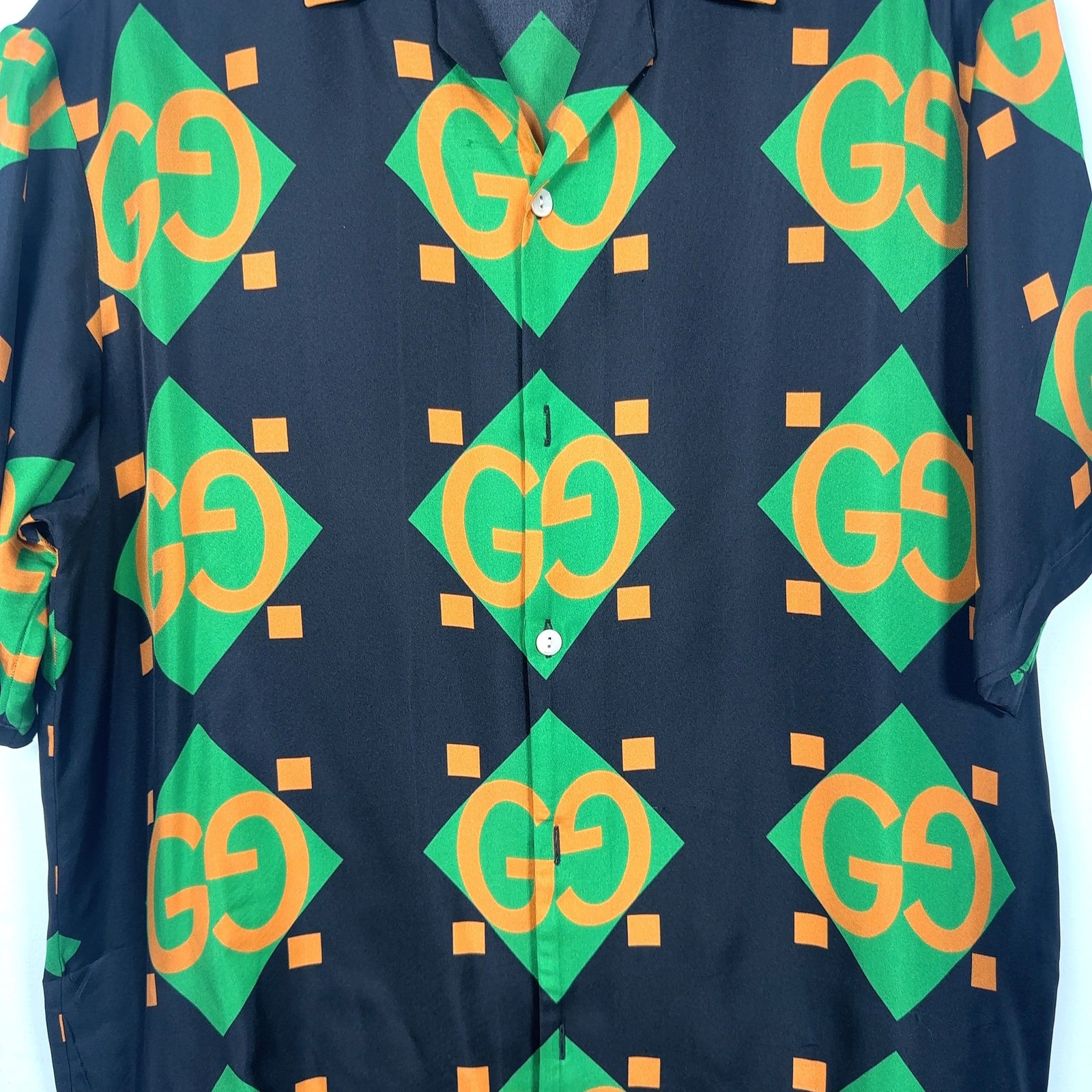 Gucci Mono-Block Silk Button-Up Shirt