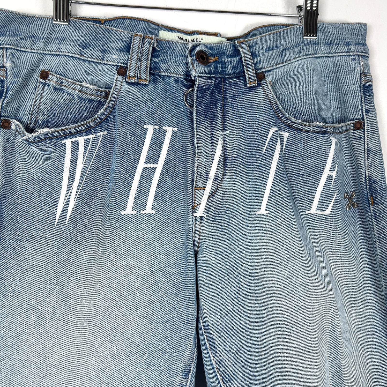 Off-White Striped Net Logo Jeans
