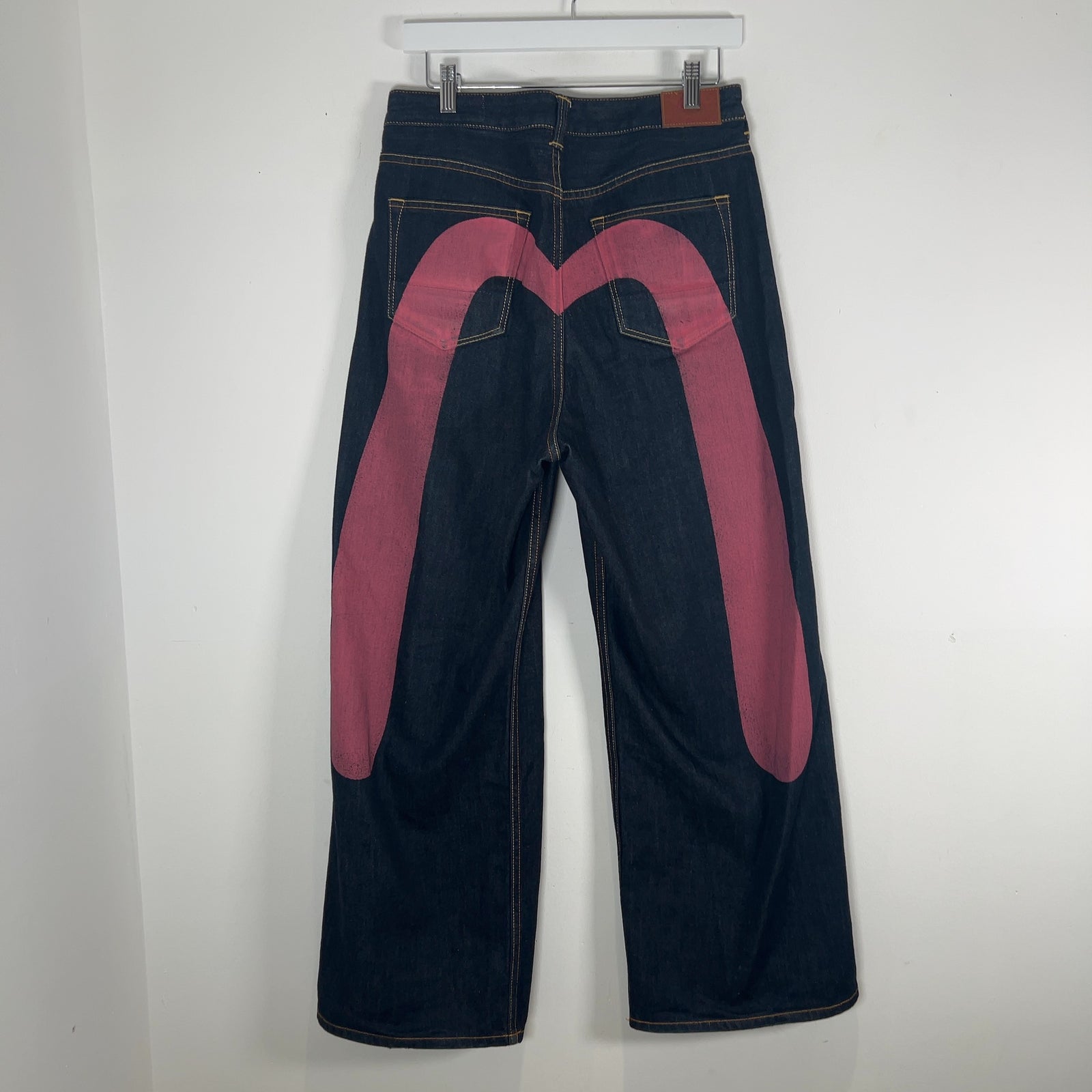 Evisu Dark Blue Daikoku Pink Monogram Selvedge Jeans Size 29