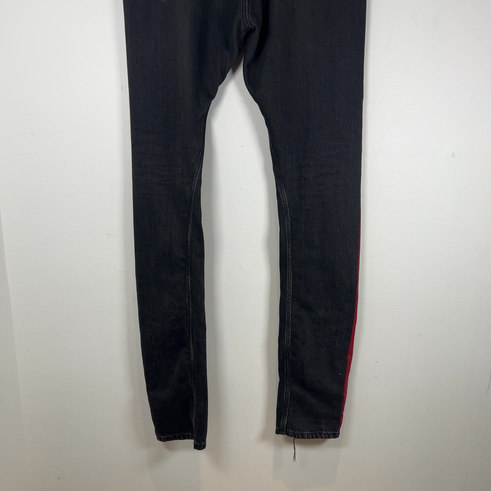 Balenciaga Red Paint Stripe Denim Jeans