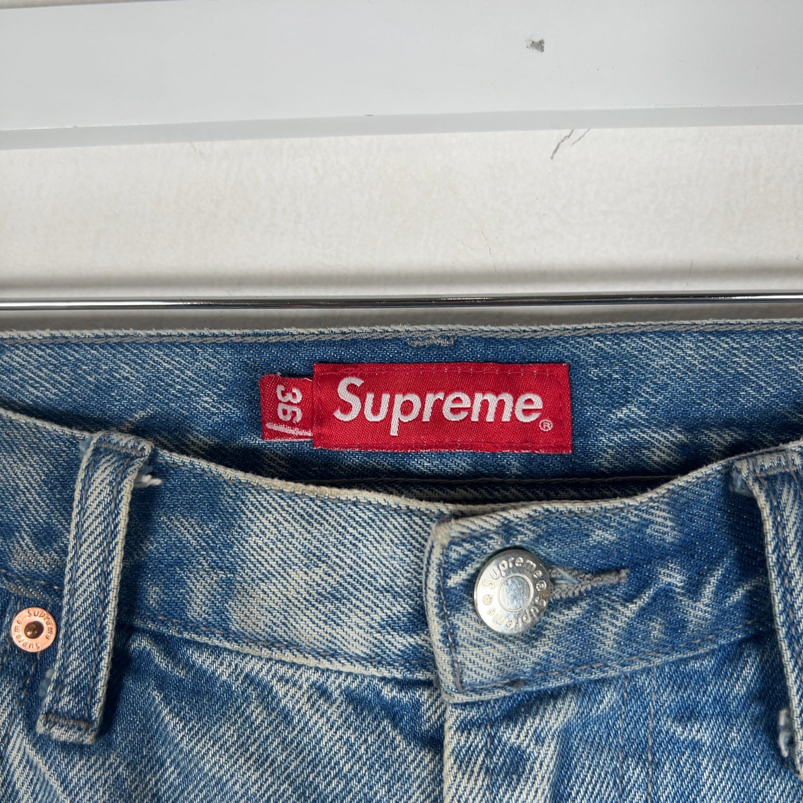 Supreme Embroidered 'New York' Denim Shorts