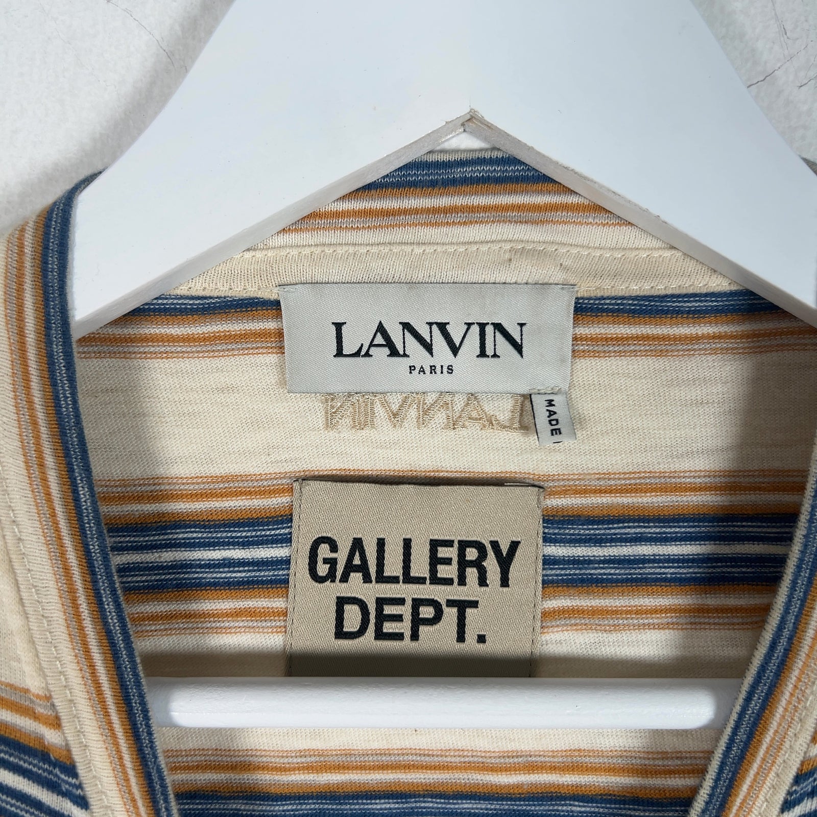 Lanvin Striped Striped Paint Splatter T-Shirt