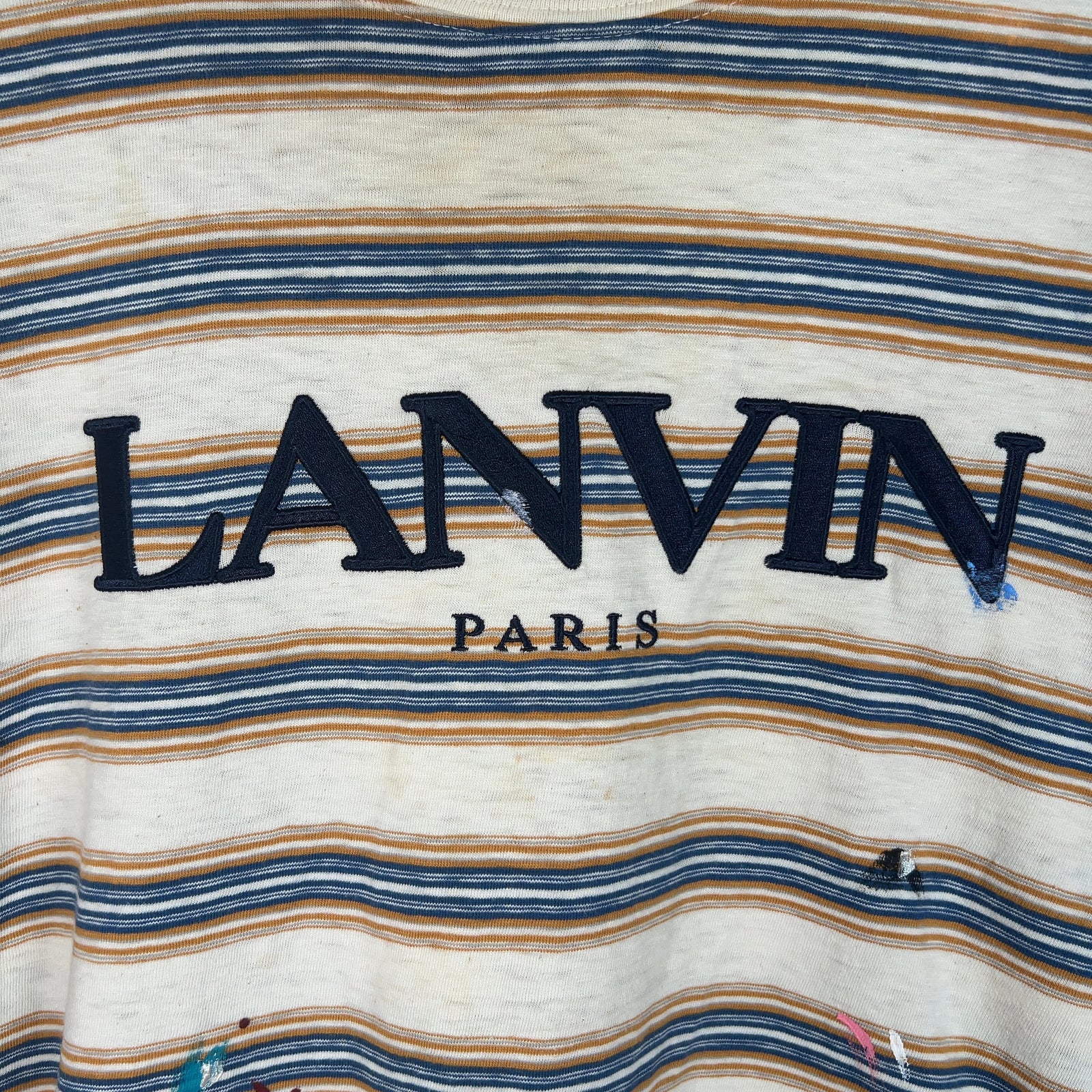 Lanvin Striped Striped Paint Splatter T-Shirt