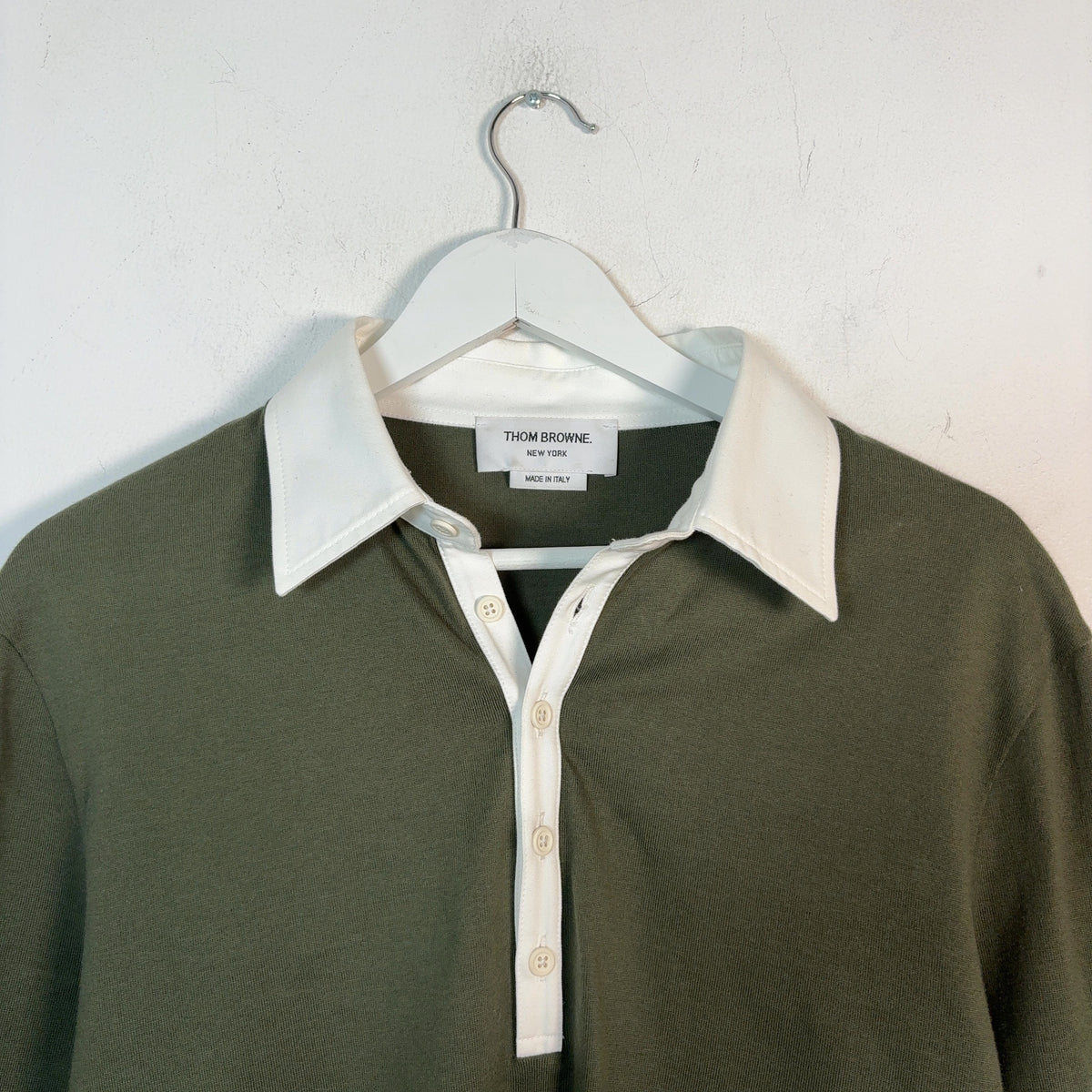 Thom Browne 4-Bar Button-Up Long-Sleeve Polo