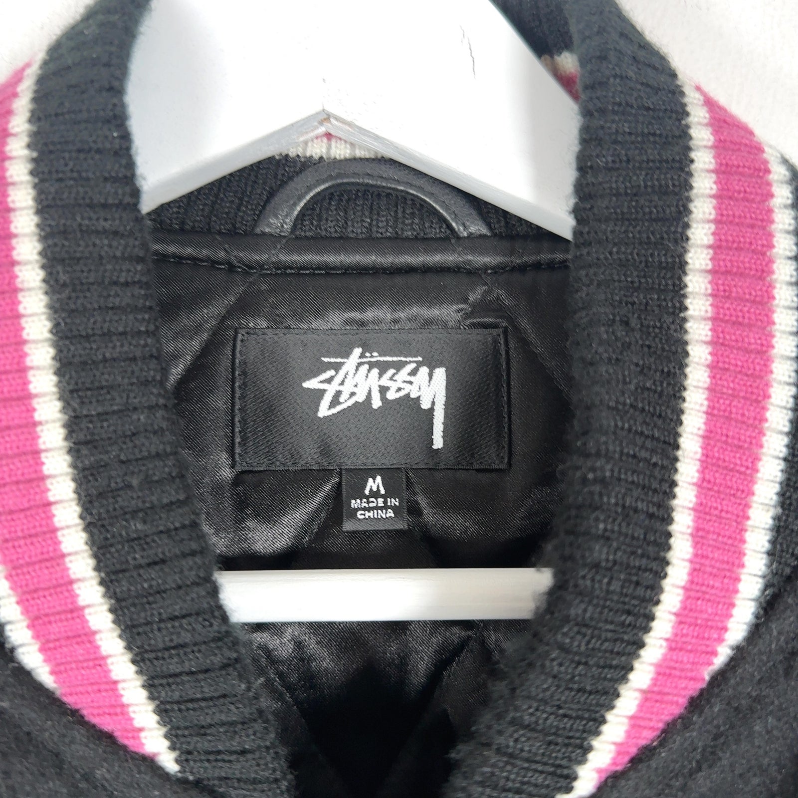 Stussy 'Talk Melton' Striped Varsity Jacket