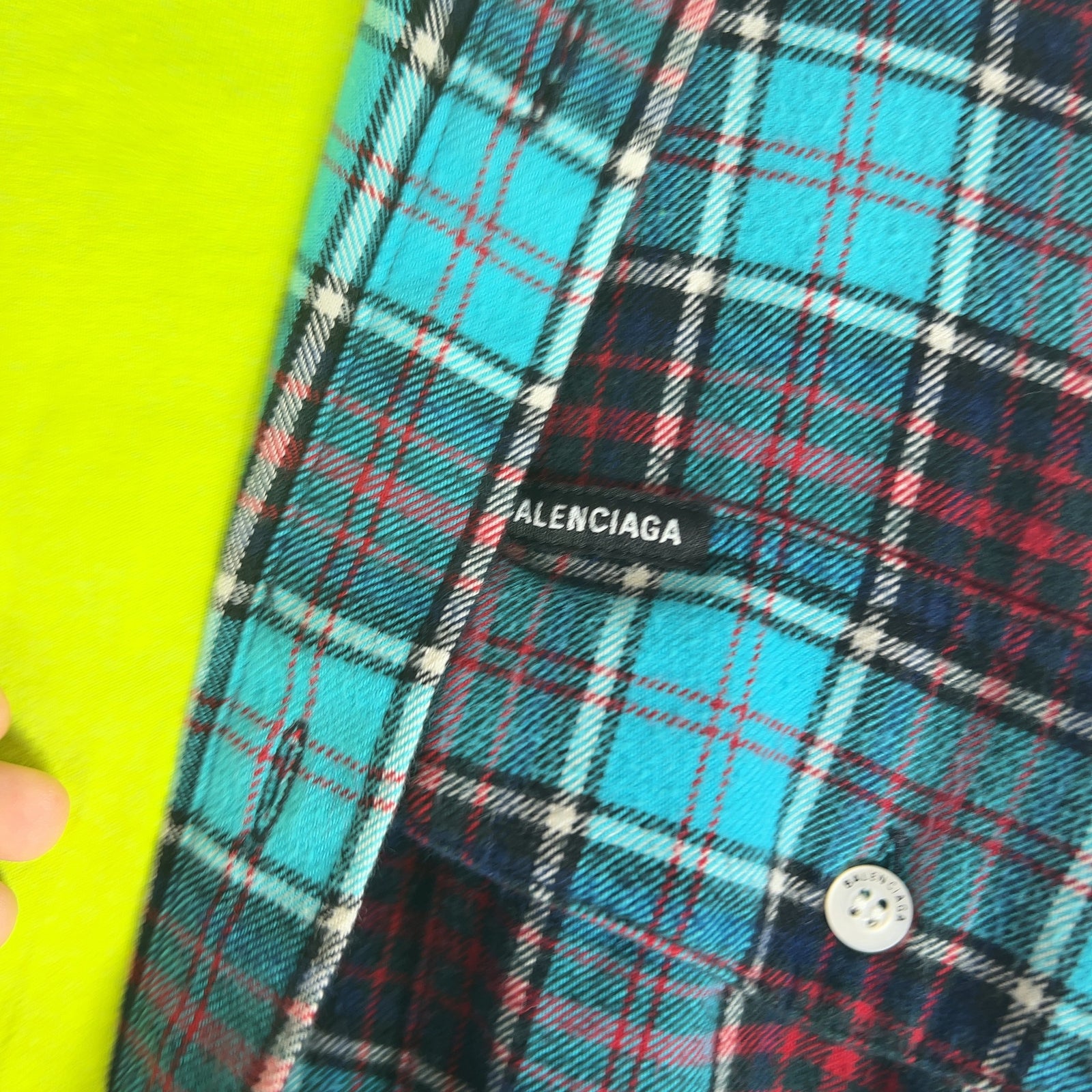 Balenciaga Neon/Flannel Hybrid Trompe L'oeil Shirt