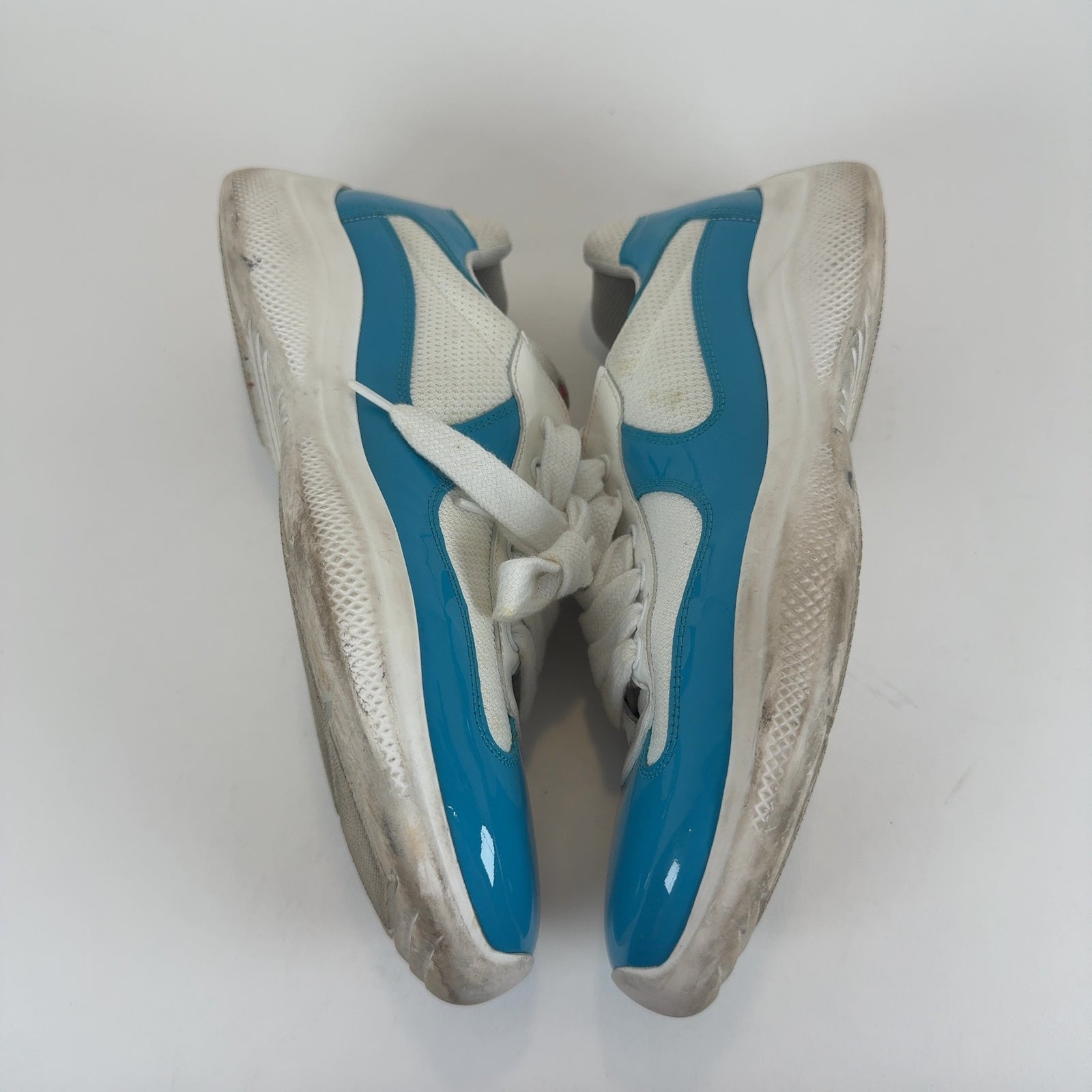 Prada Patent Blue Cups Lowtop Sneakers