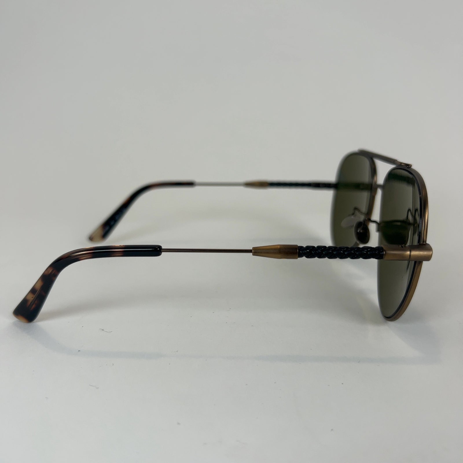 Bottega Veneta Braided Leather Aviator Sunglasses